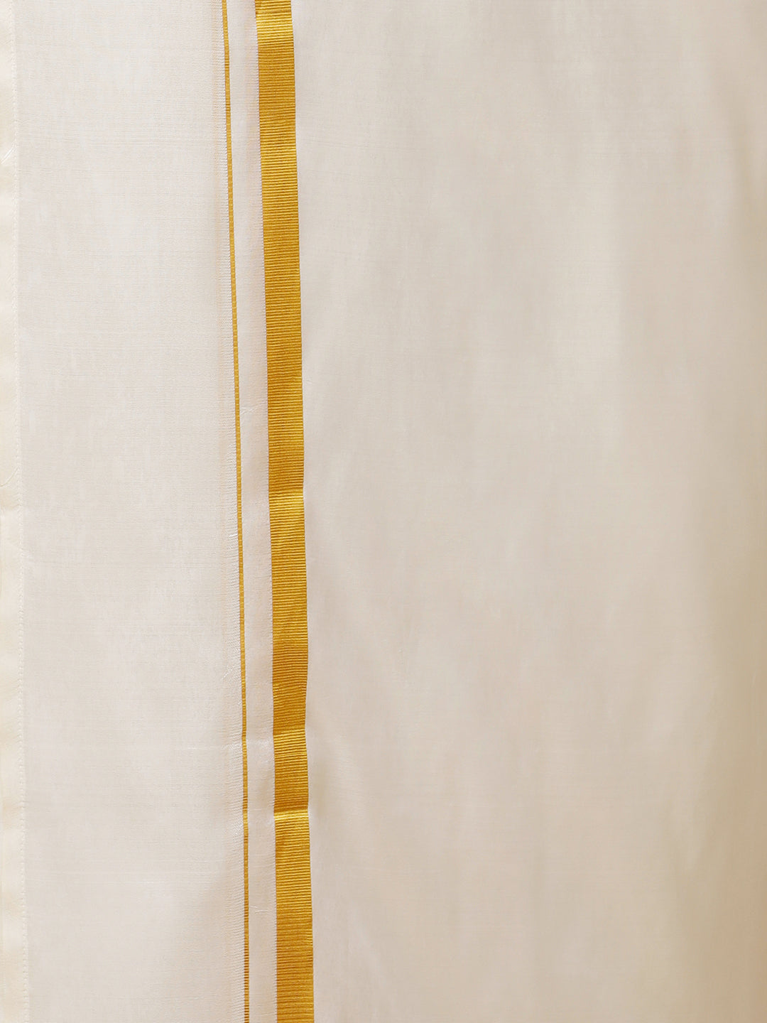 Men Pure Silk Cream with 3/4" inch Jari Border Dhoti Shirt & Towel Set