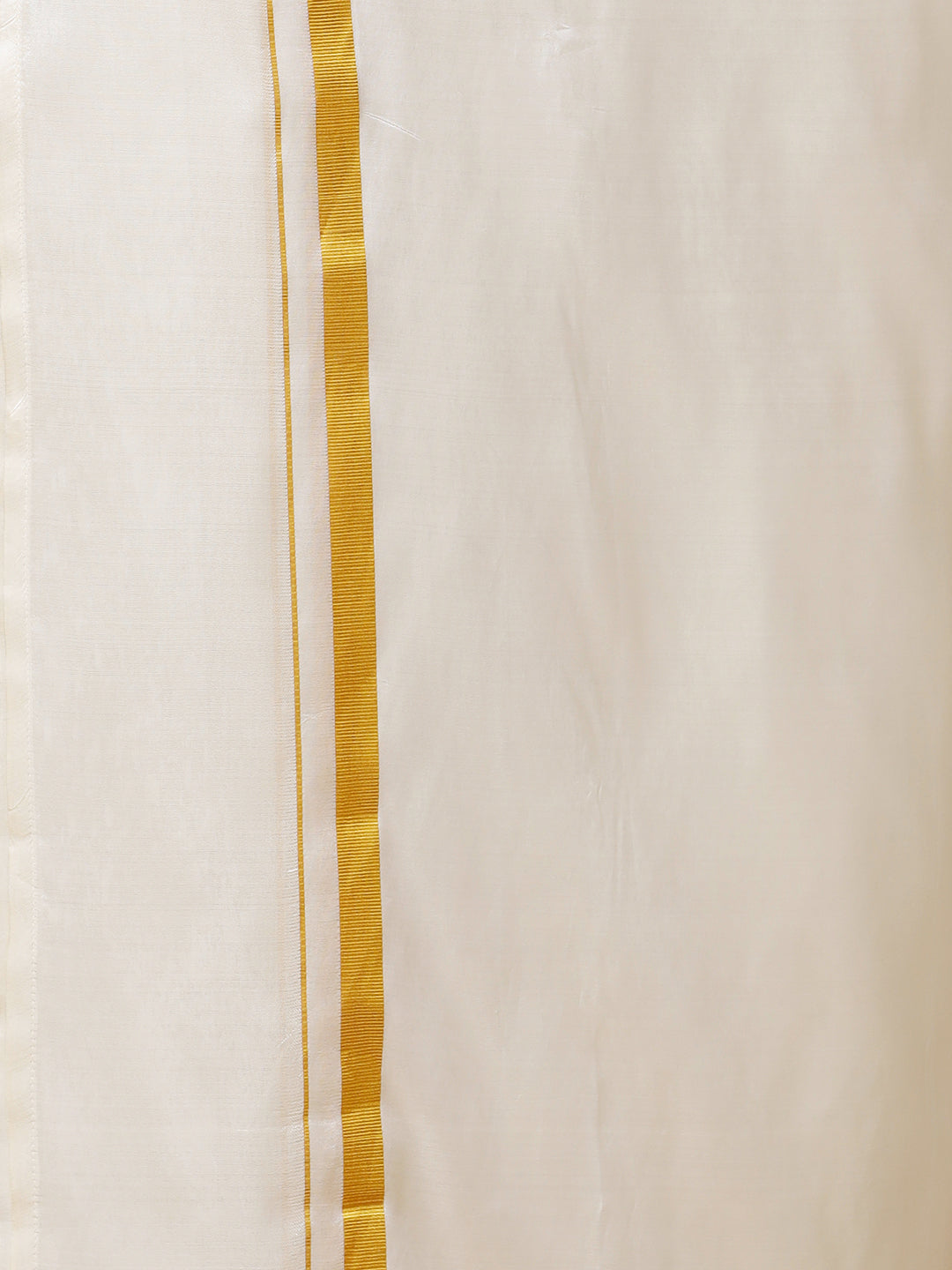 Men Pure Silk Cream with 1/2" inch Jari Border Dhoti Shirting & Towel Set Rajahamsa