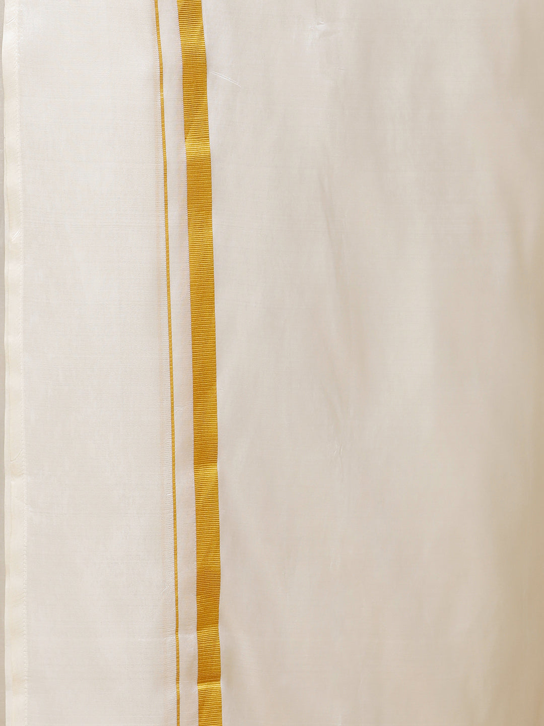 Men Pure Silk Cream with 1/2" inch Jari Border Dhoti & Shirting Purna Mithra