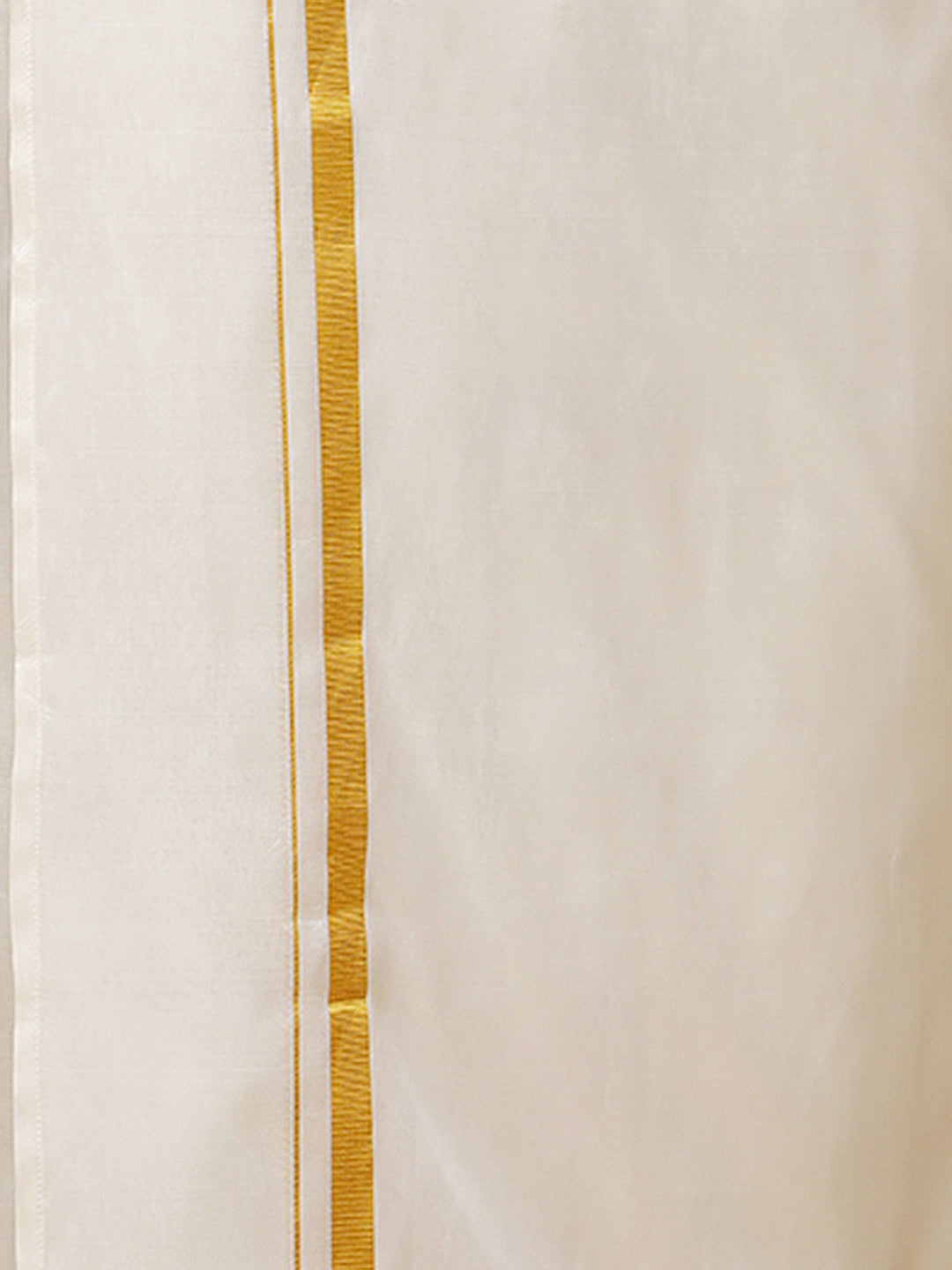 Men Pure Silk Cream 3/4" inch Jari Dhoti & Shirting Purna Mithra