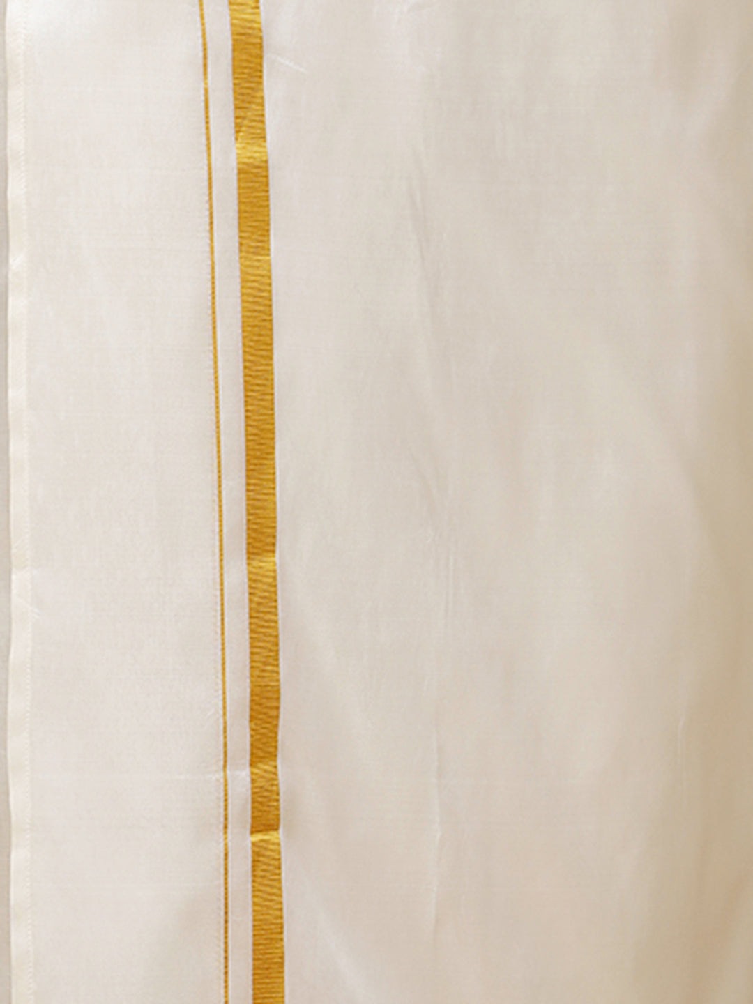 Men Pure Silk Cream Shirt Half Sleeves with 3/4" inch Jari Dhoti Combo