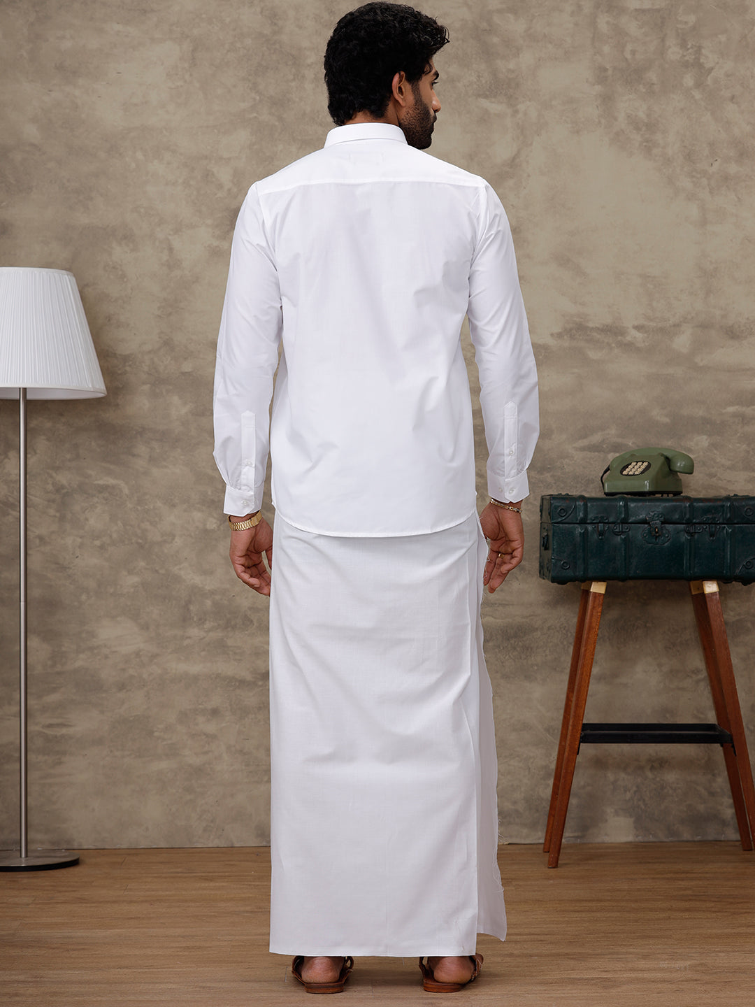 Men Rubio White Shirt with Paramas Dhoti Combo