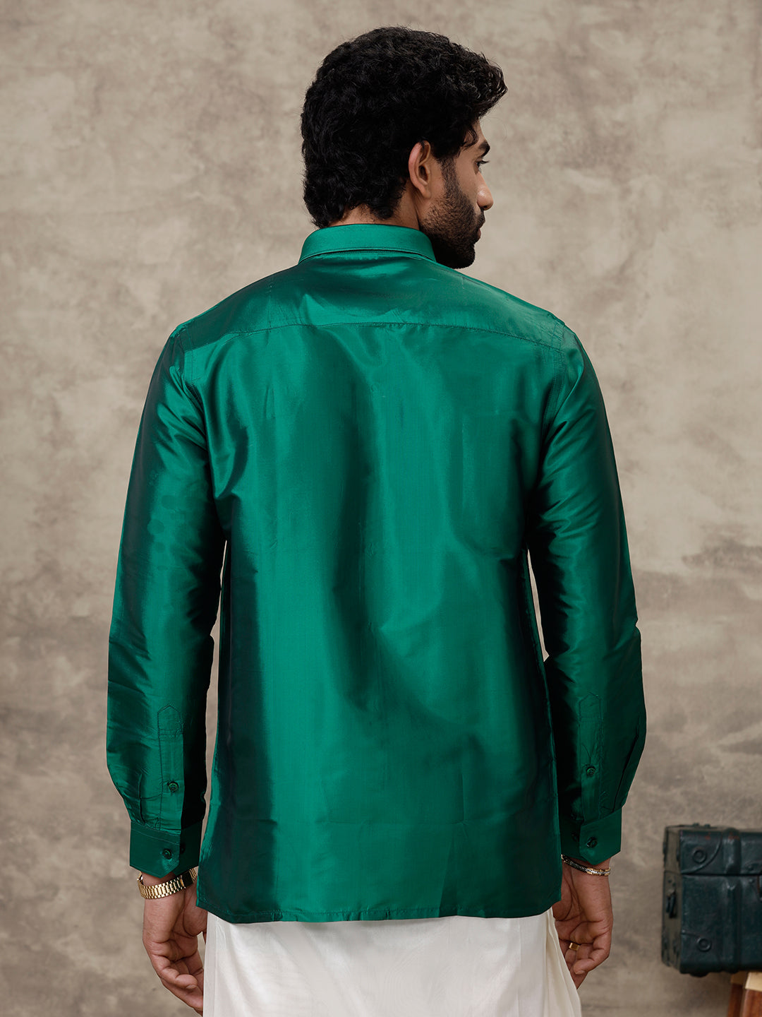 Men Silk Feel Dark Green Colour Shirt SFC06