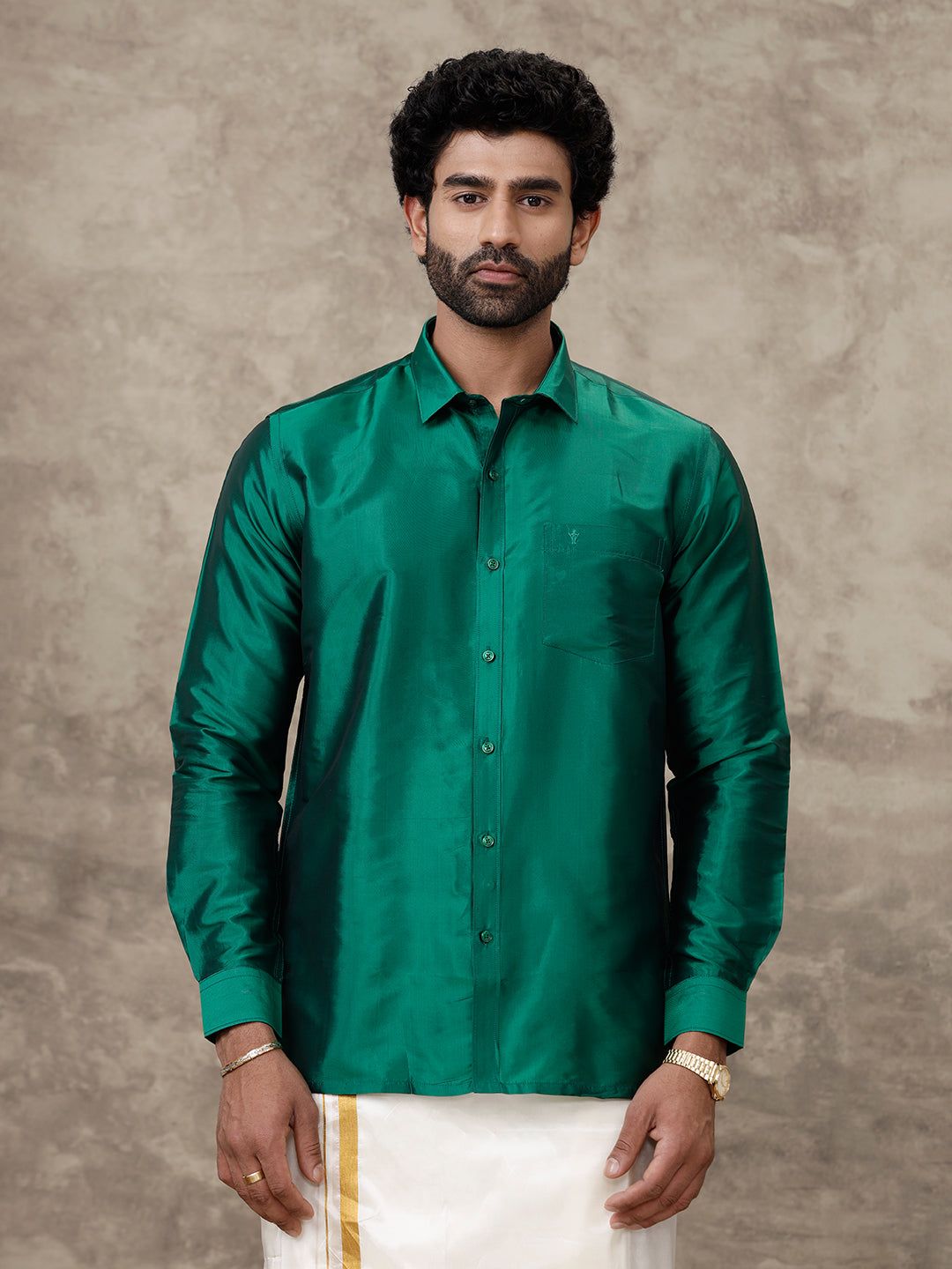 Men Silk Feel Dark Green Colour Shirt SFC06