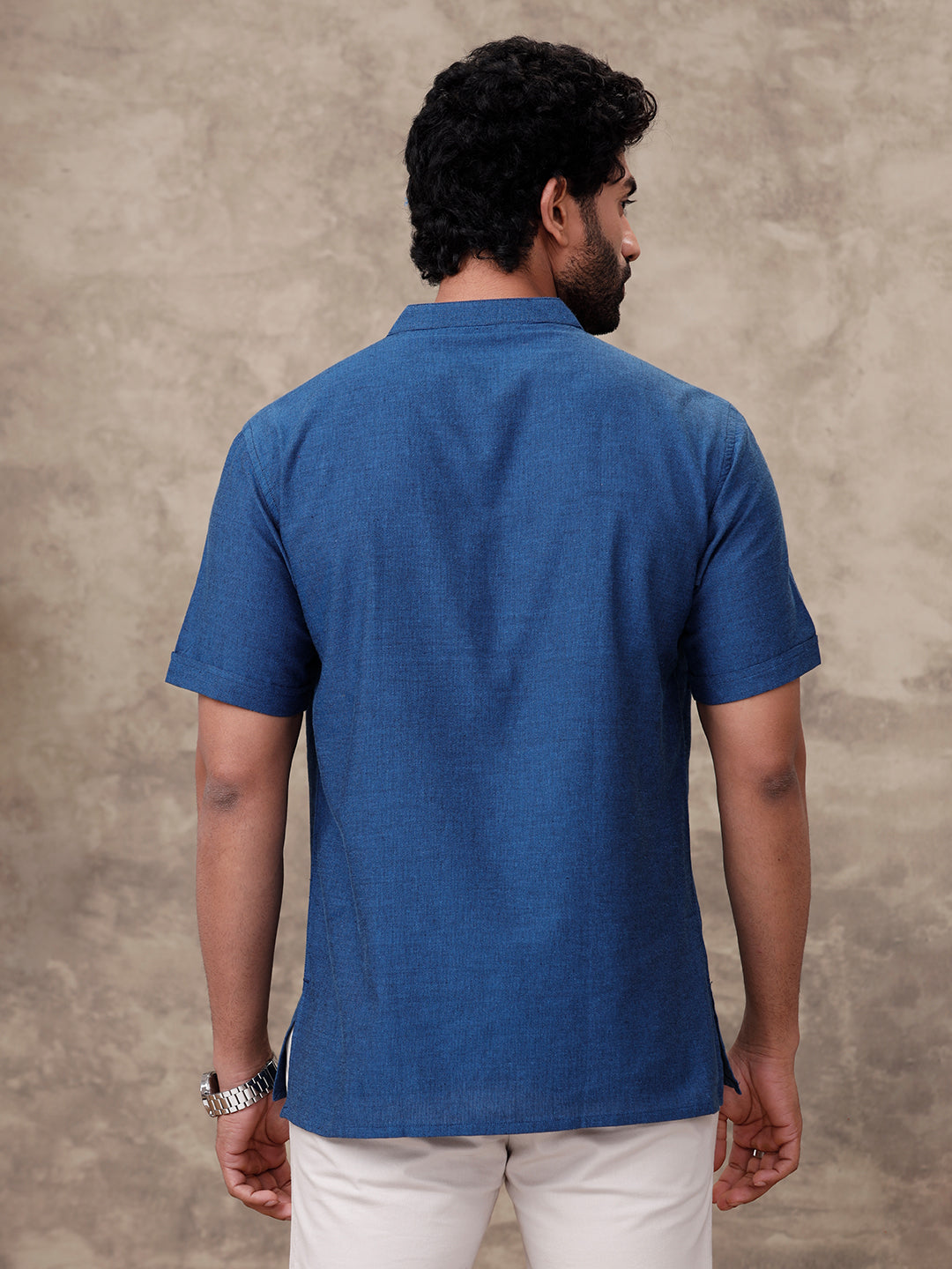 Men Short Length Pocket Kurta Blue PB18