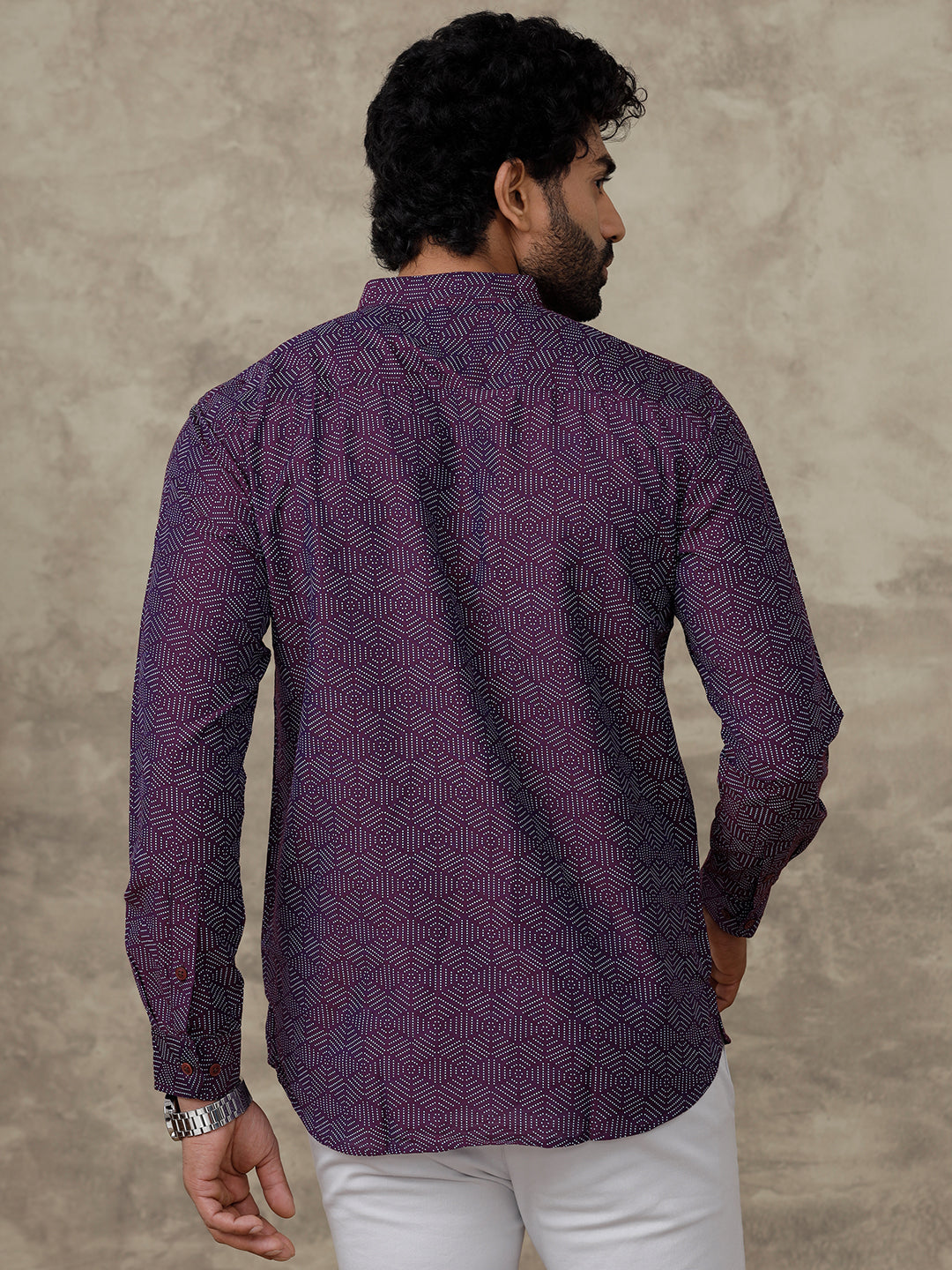 Men Short Length Pocket Kurta Dark Purple RE1