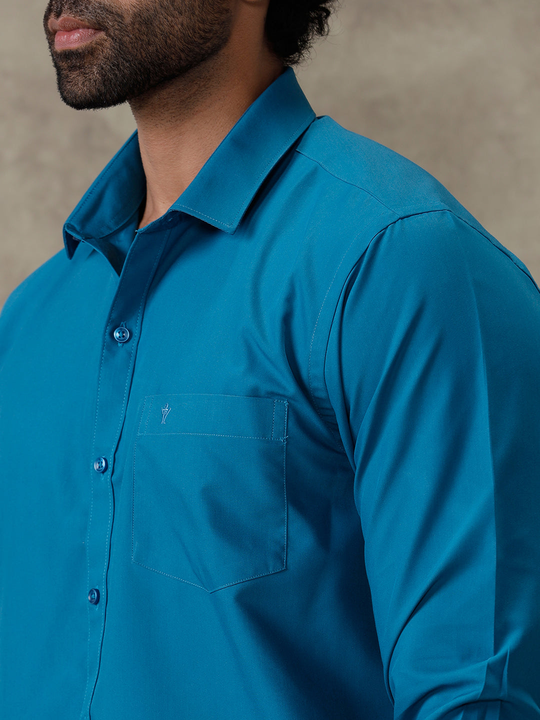 Men Jelly Blue Shirt With Matching Border Dhoti Set Trendy