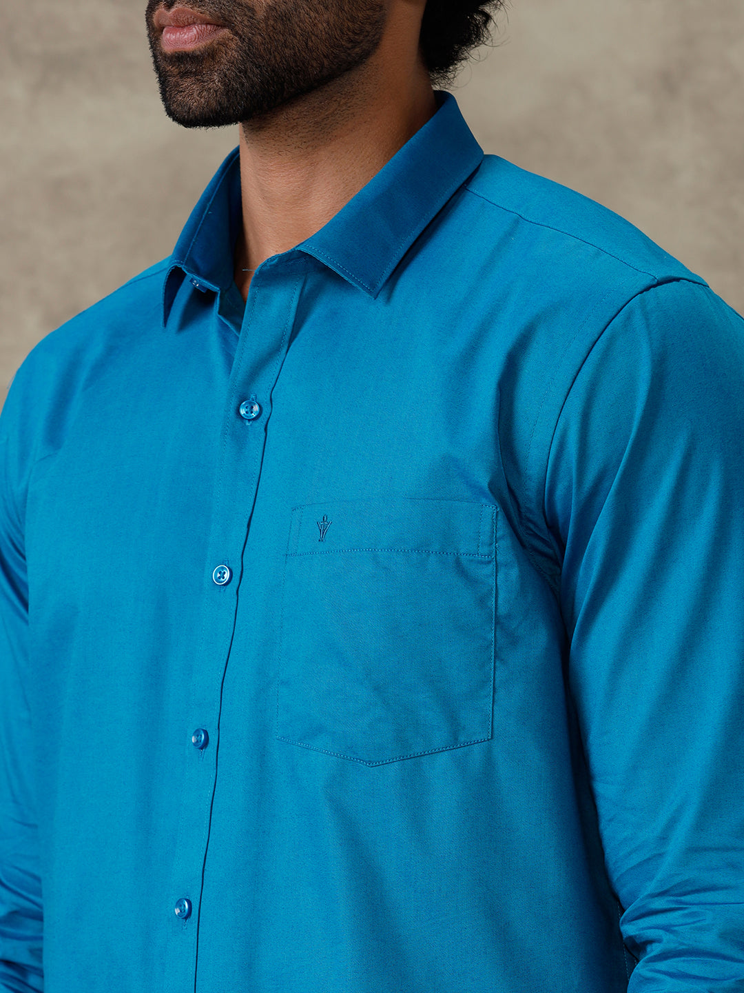 Men Bondi Blue Shirt With Matching Border Dhoti Set Evolution