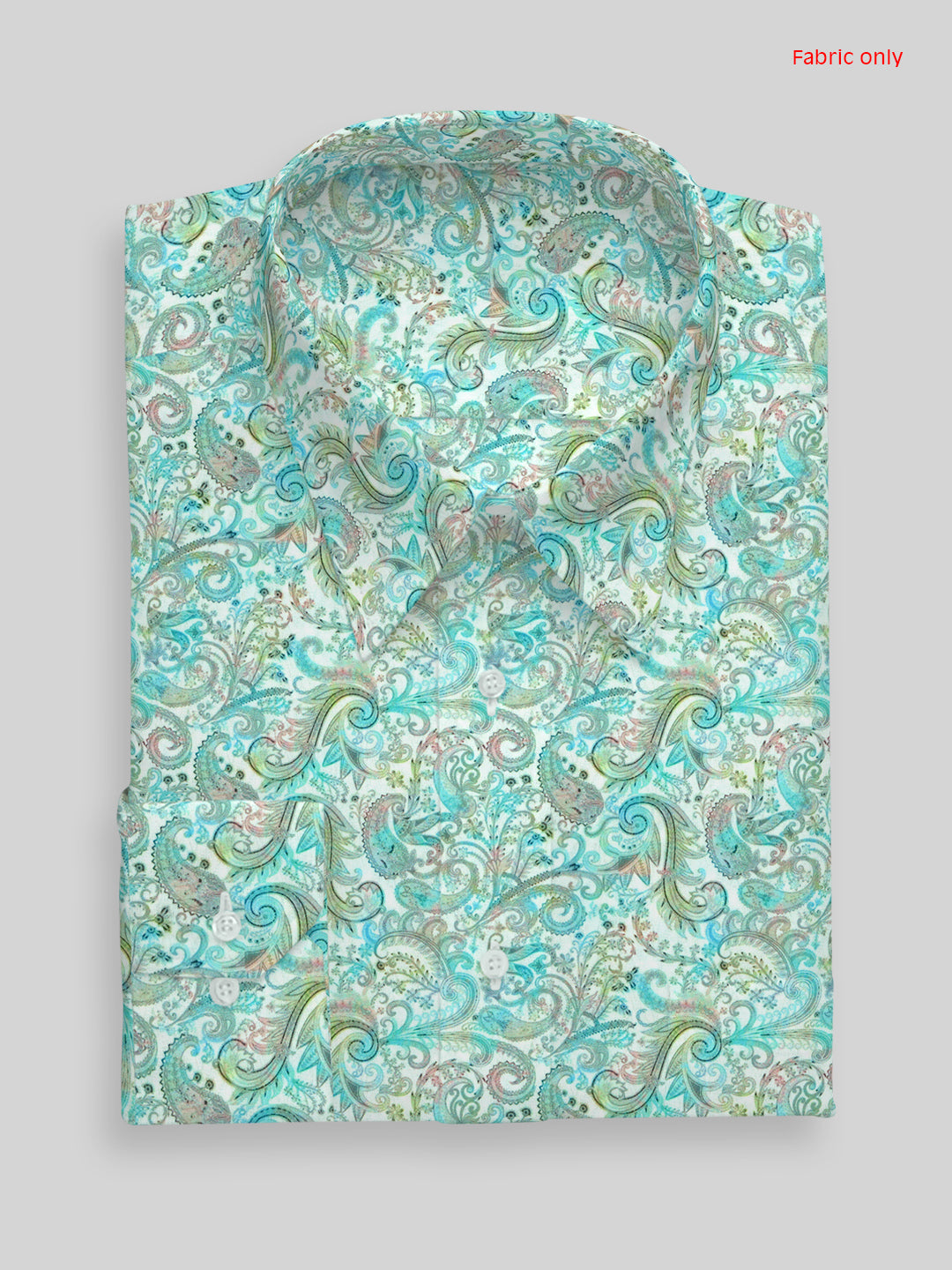 Men Cotton Rich Printed Shirt Fabric Blue with Green Oslo Print