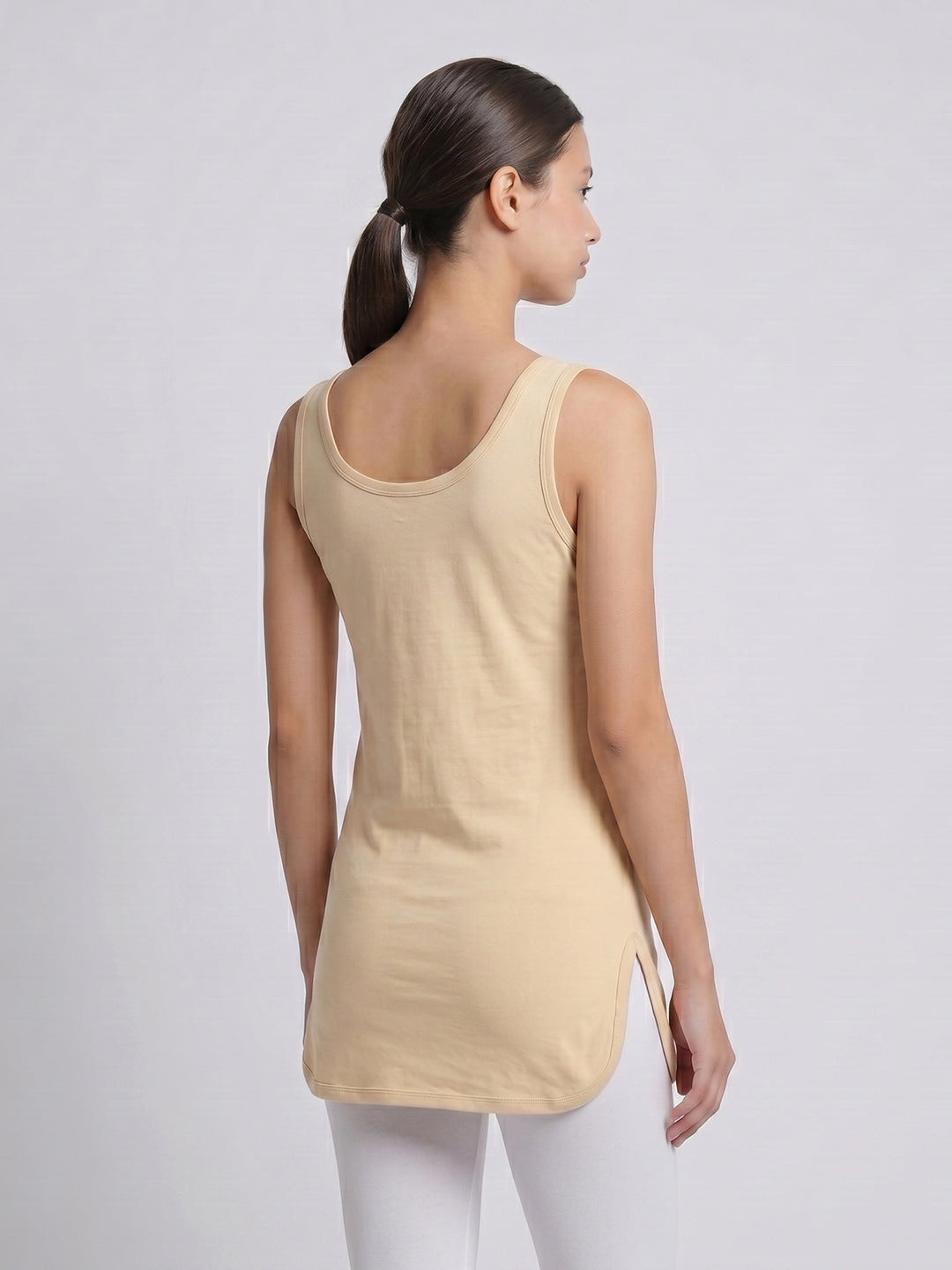 Women 100% Combed Cotton Skin Long Camisole with Side Slit – Flora ( Pack of 2)