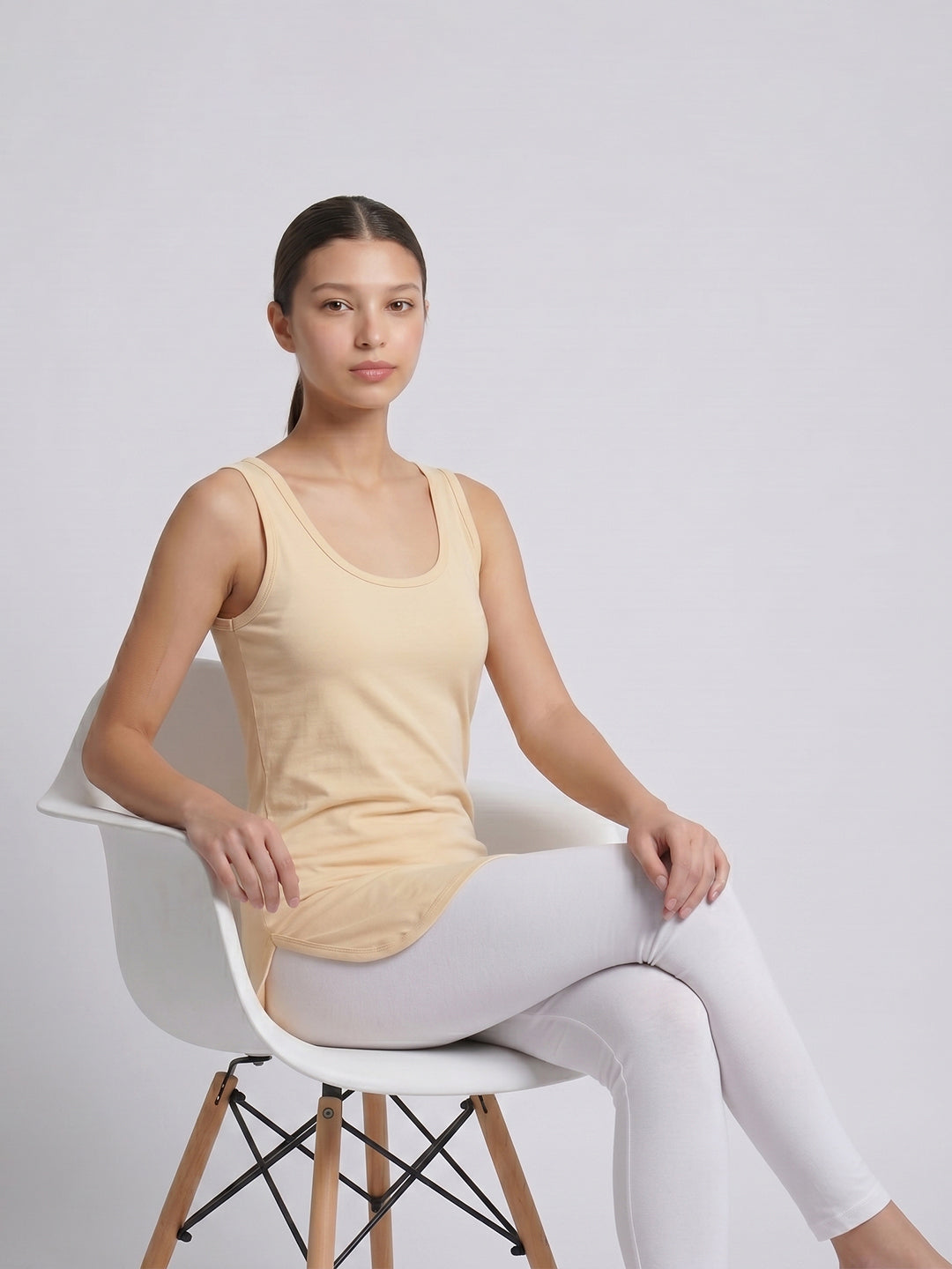 Women 100% Combed Cotton Skin Long Camisole with Side Slit – Flora ( Pack of 2)