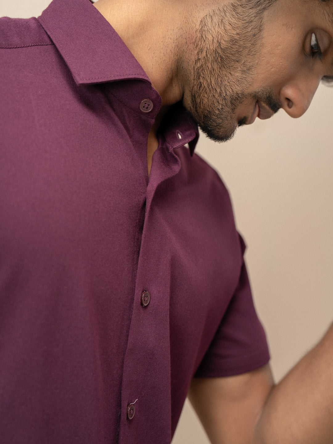 Men Poly Cotton Stretchable Grape wine Half Sleeves Shirt ER4