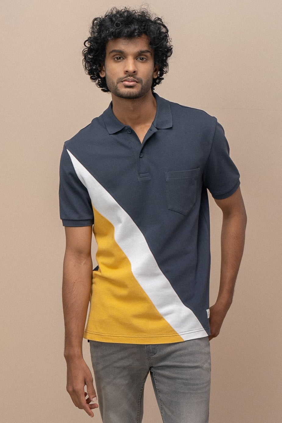 Men Smart Fit Engineered Polo T-Shirt Navy EN28