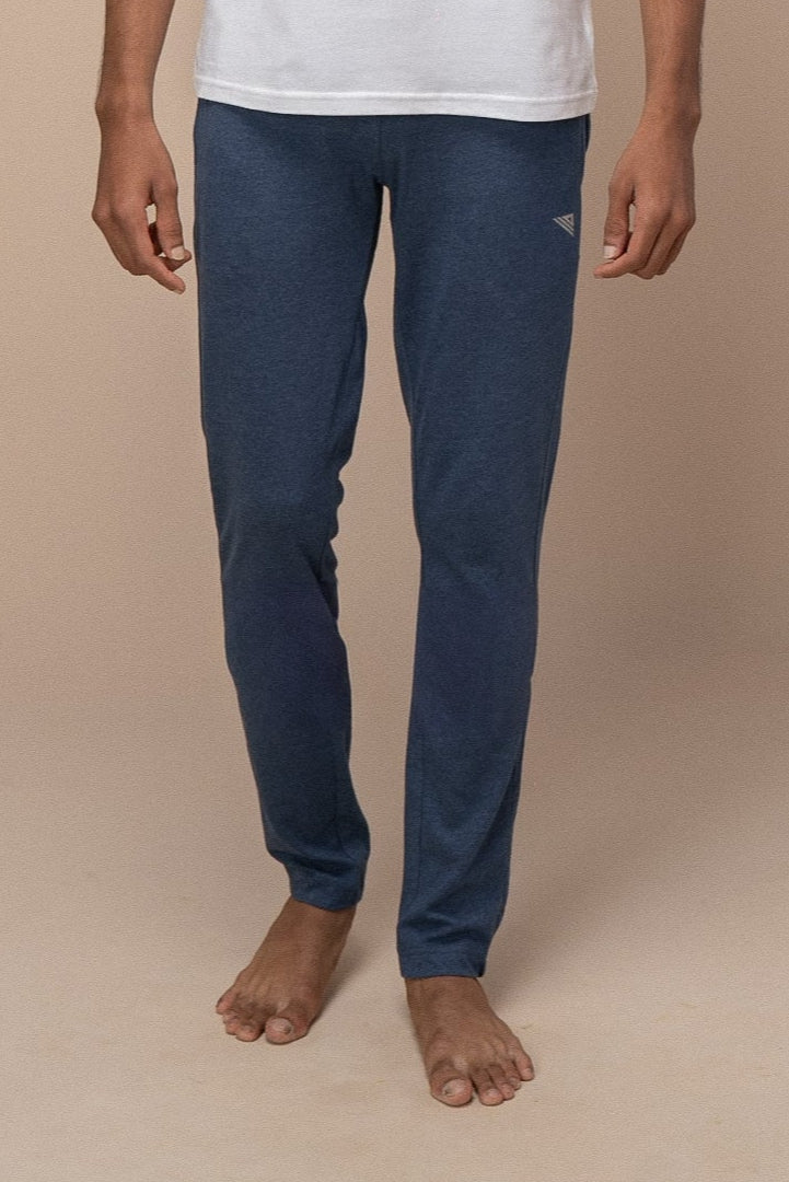 Men Combed Cotton Rich Track Pant with Side Pockets Denim Blue ETK10