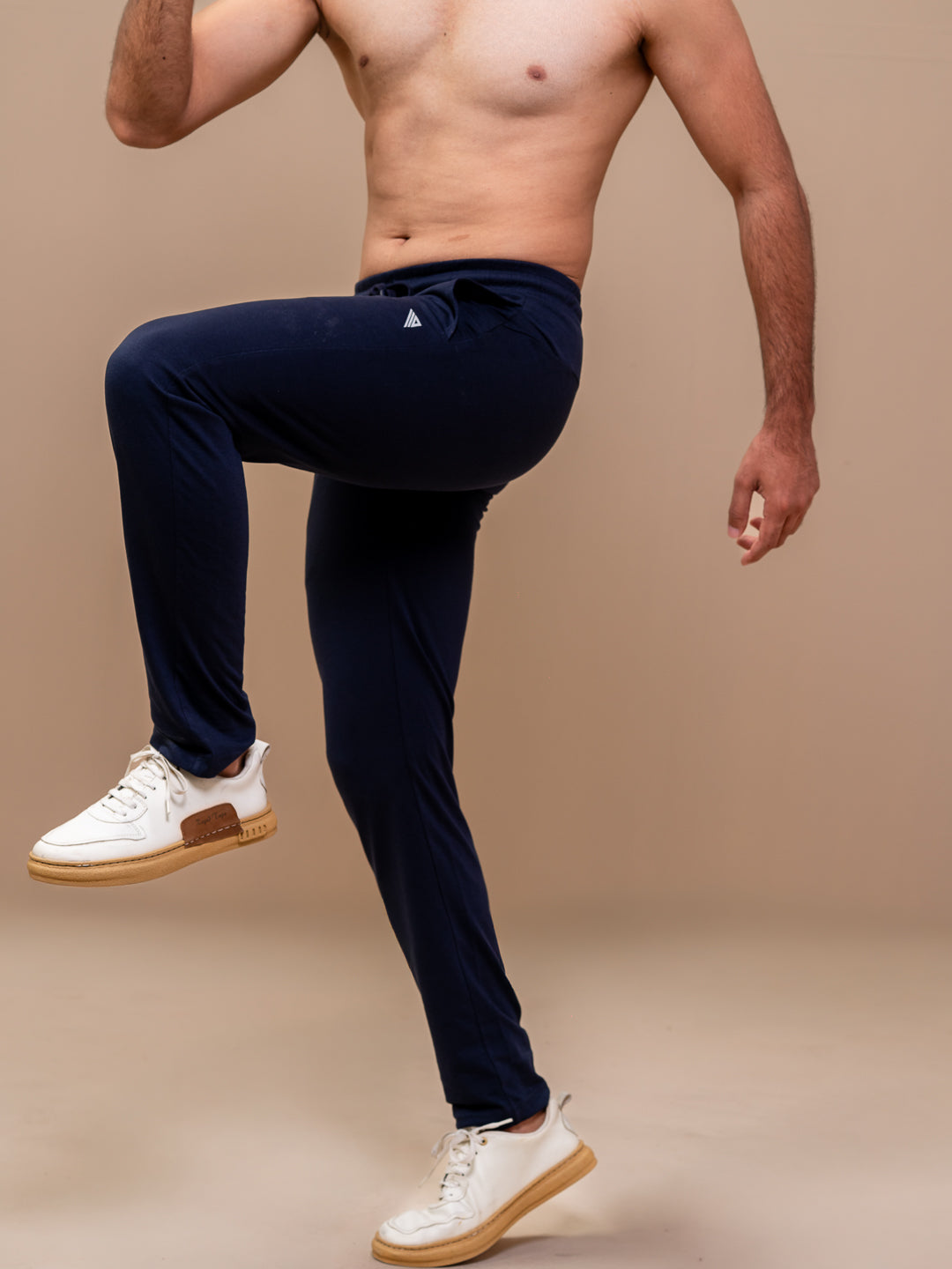 Men Combed Cotton Rich Track Pant with Side Pockets Navy ETK2