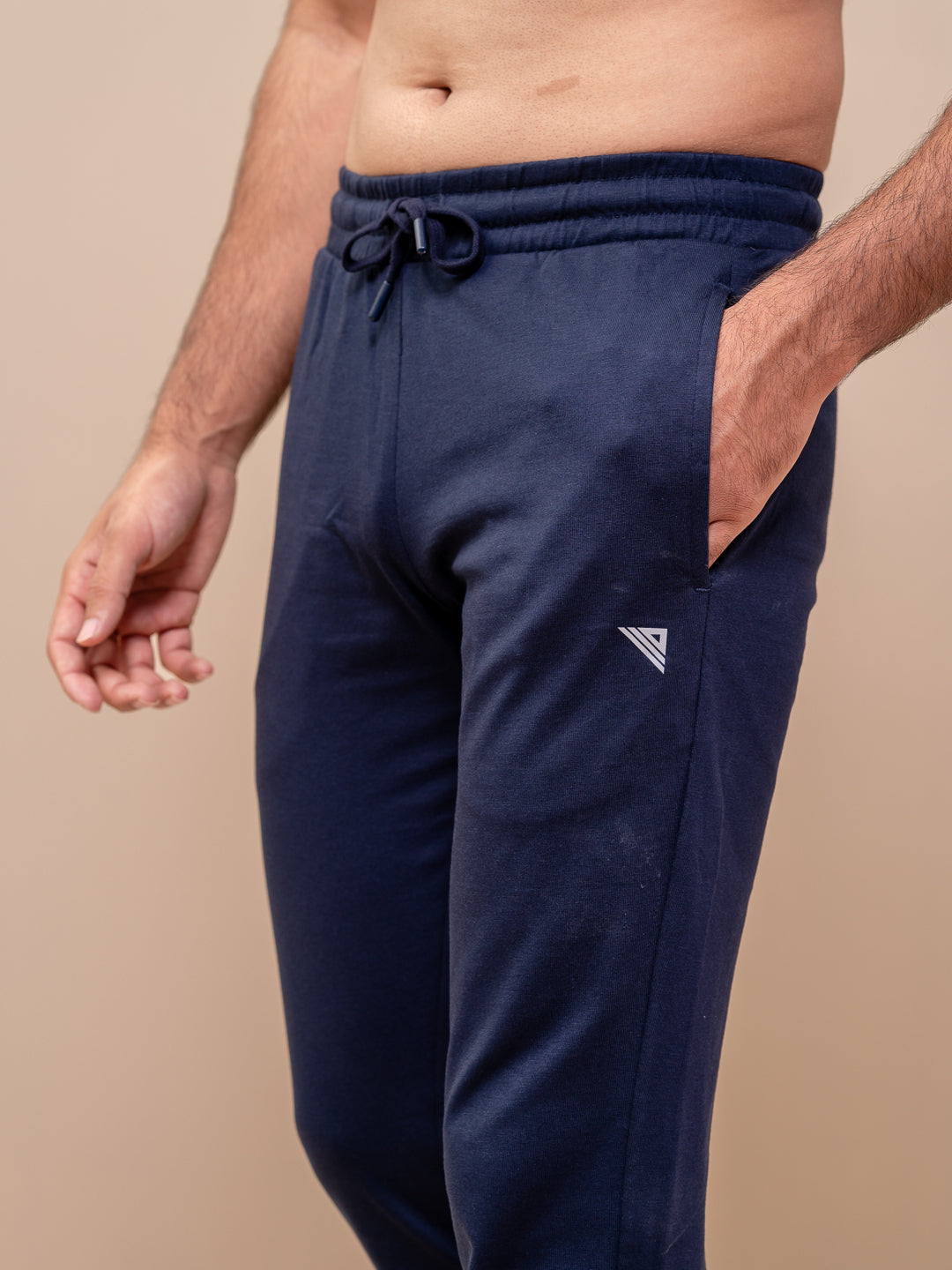 Men Combed Cotton Rich Track Pant with Side Pockets Navy ETK2