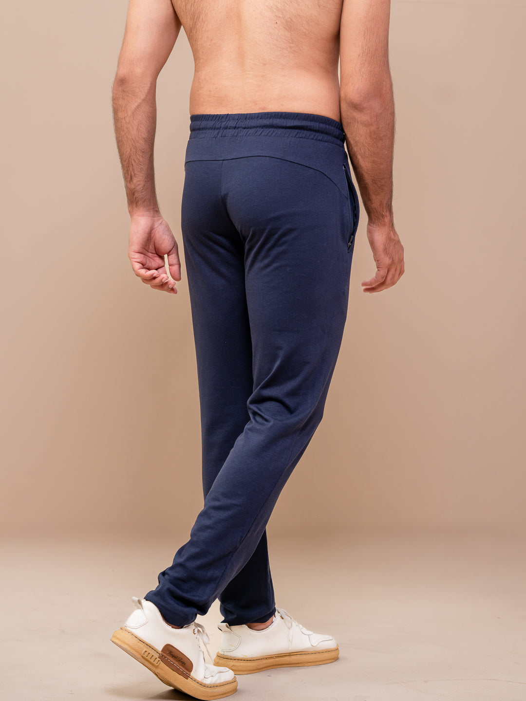 Men Combed Cotton Rich Track Pant with Side Pockets Navy ETK2