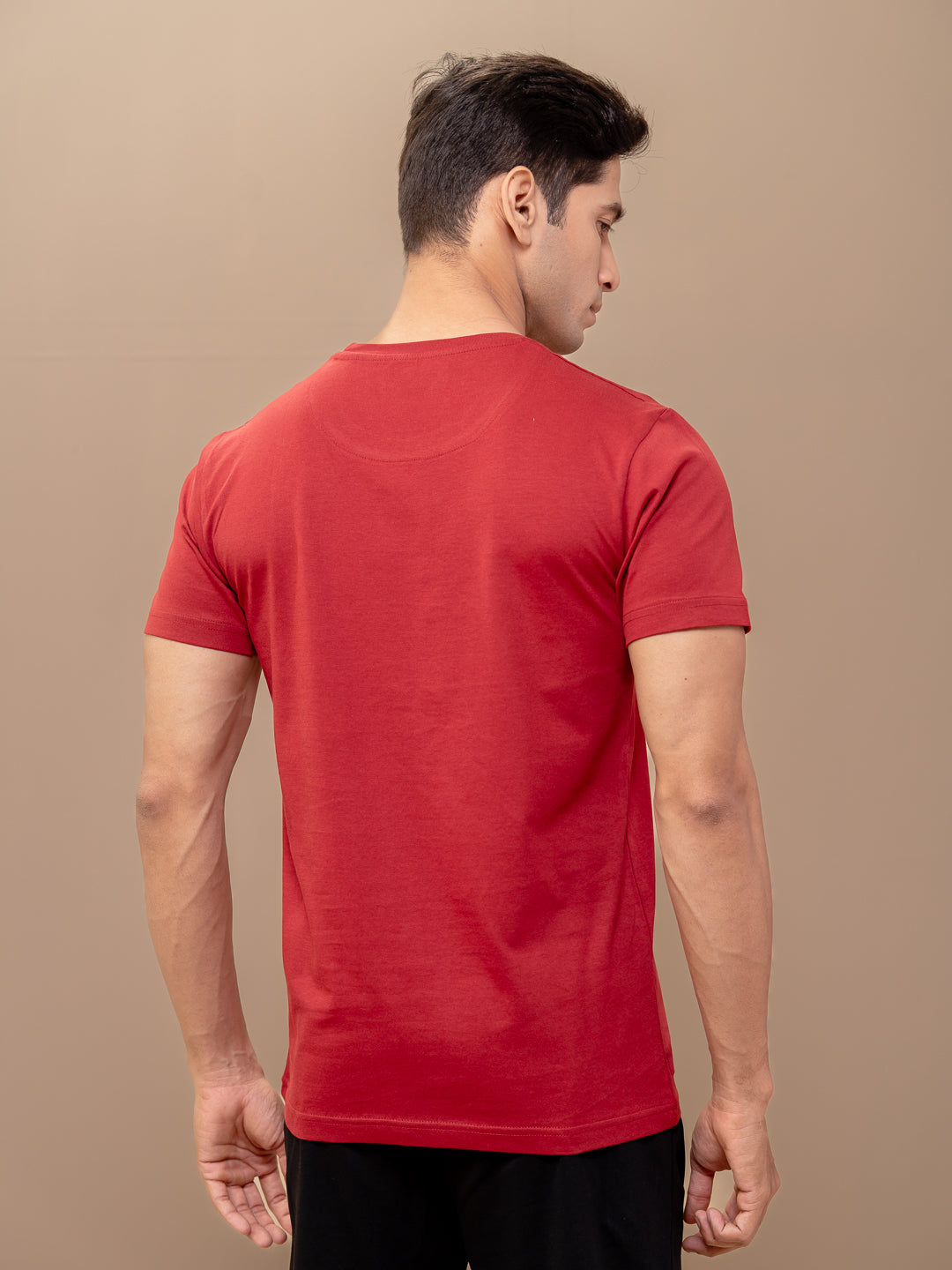 Men 100% Cotton Smart Fit Expert Tee Maroon ET6