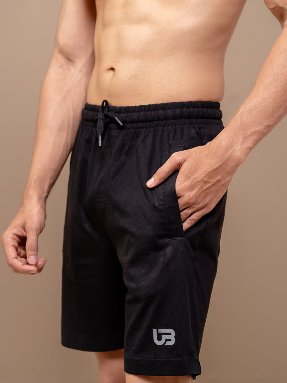 Men Combed Cotton Rich Agile Shorts Black AGS3