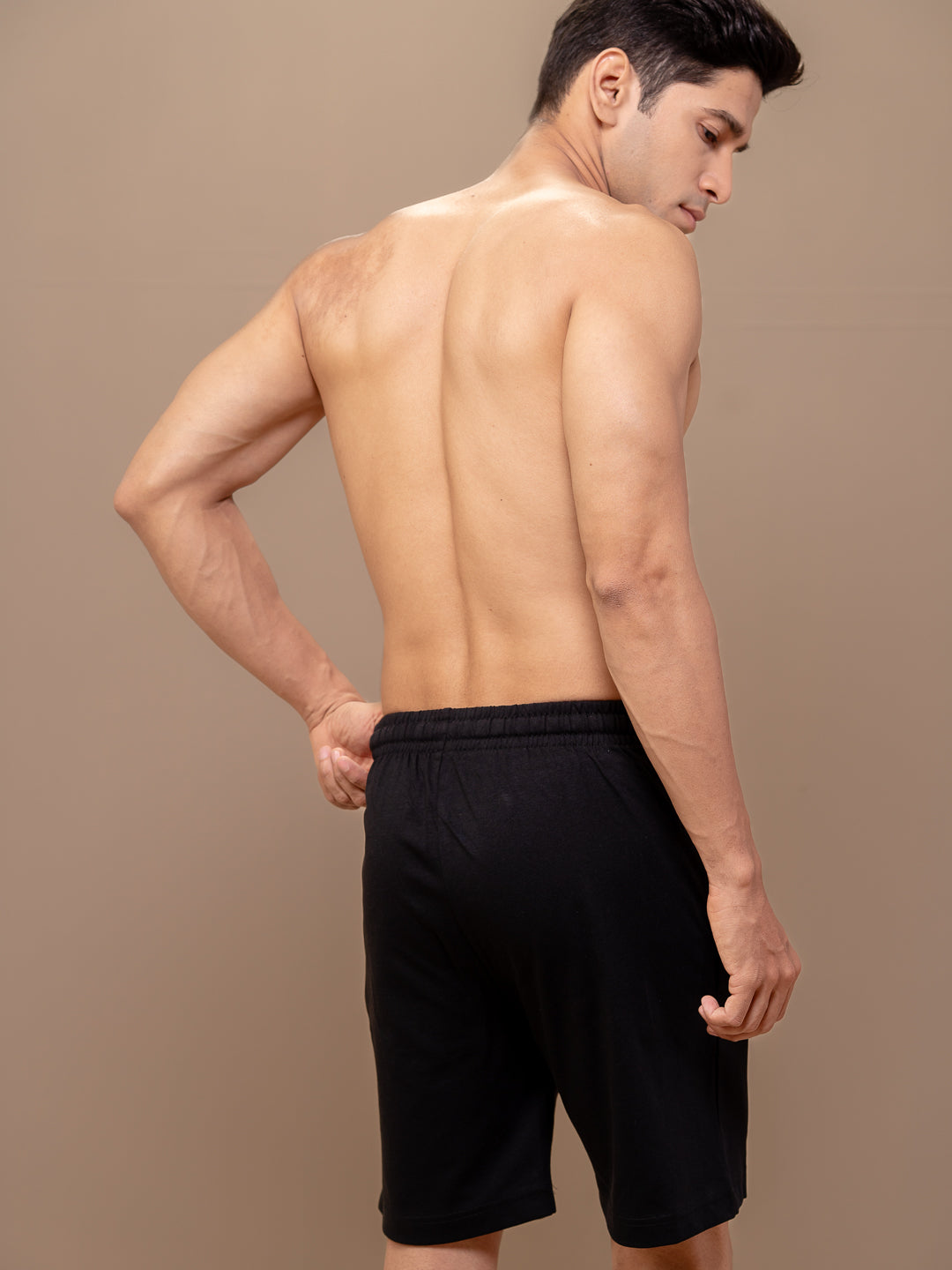 Men Combed Cotton Rich Agile Shorts Black AGS3