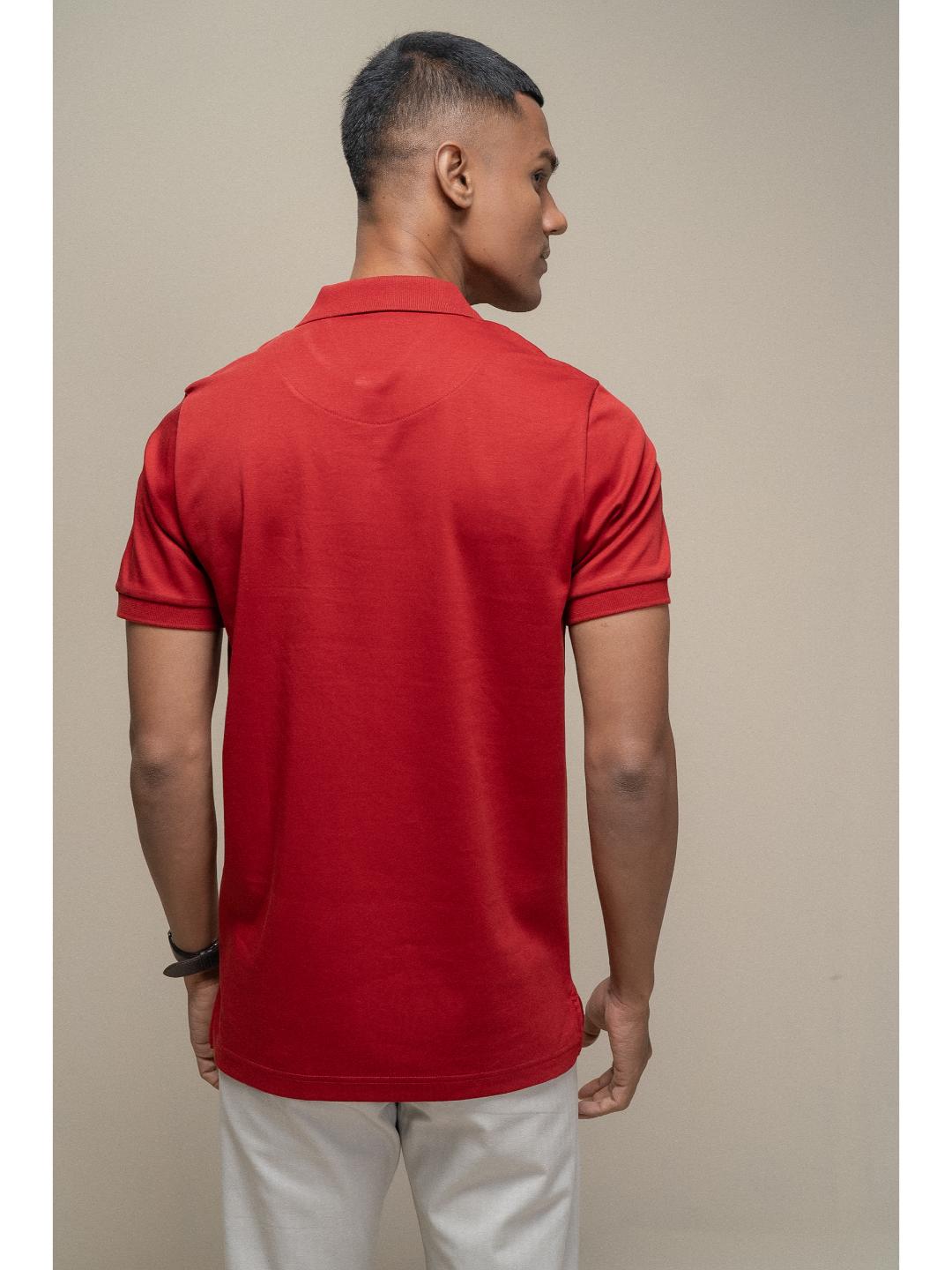 Men Extra Long Staple Cotton Smart Fit Apex Polo T-Shirt Red AX15