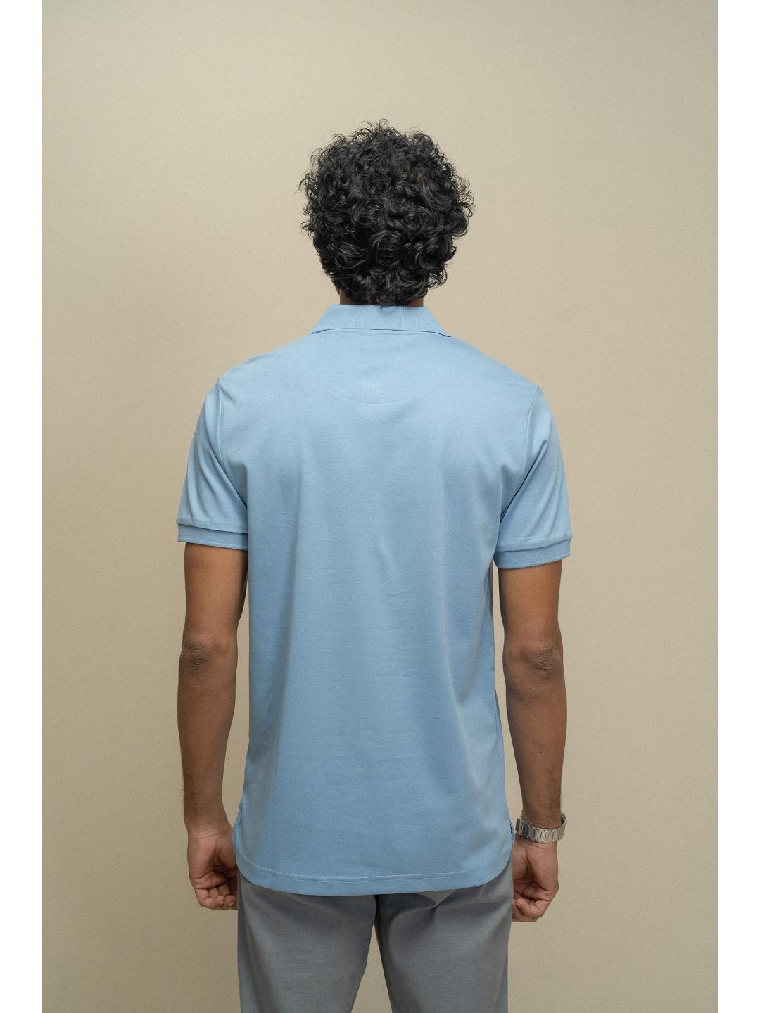 Men Extra Long Staple Cotton Smart Fit Apex Polo T-Shirt Blue AX16