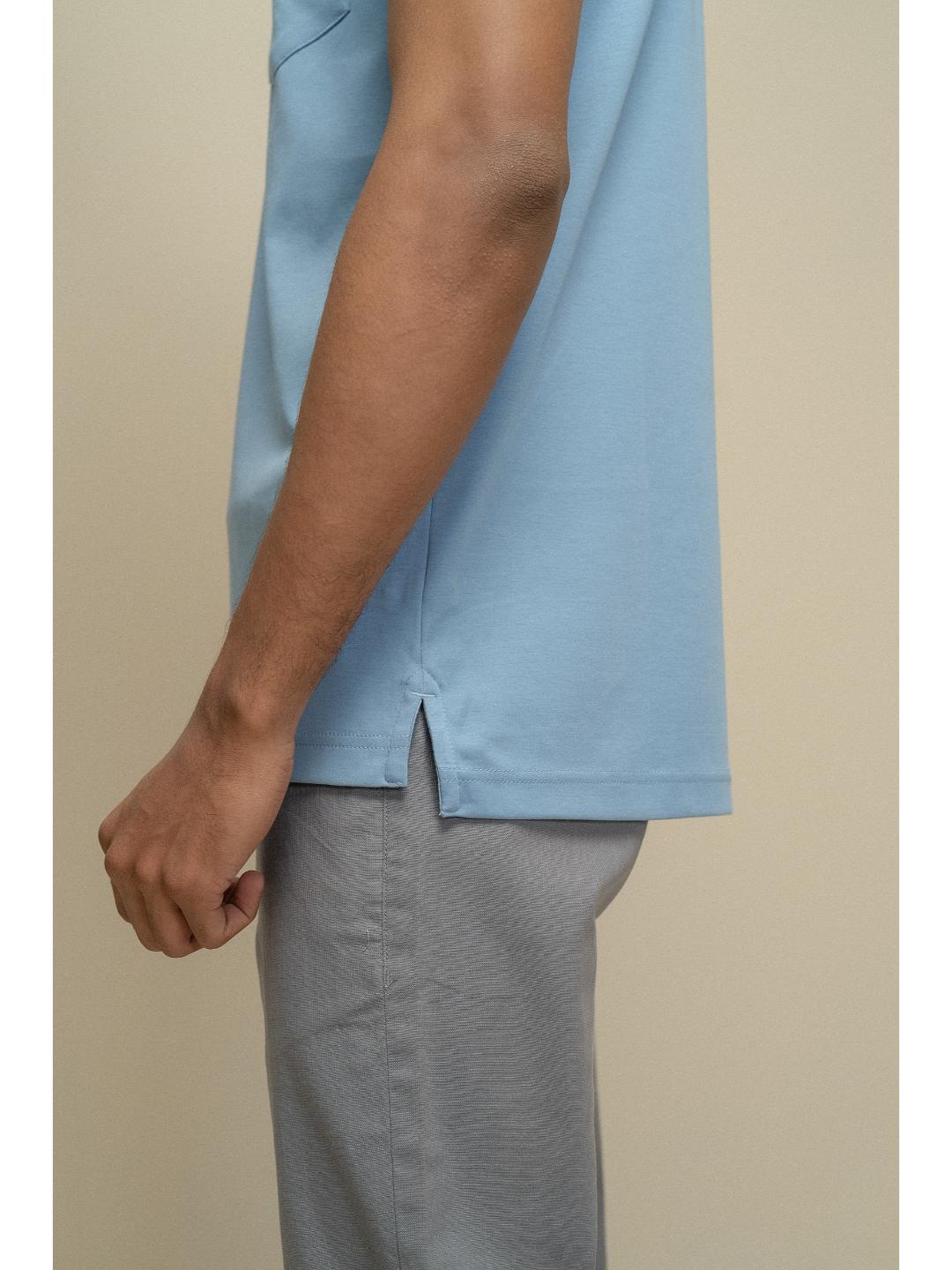 Men Extra Long Staple Cotton Smart Fit Apex Polo T-Shirt Blue AX16