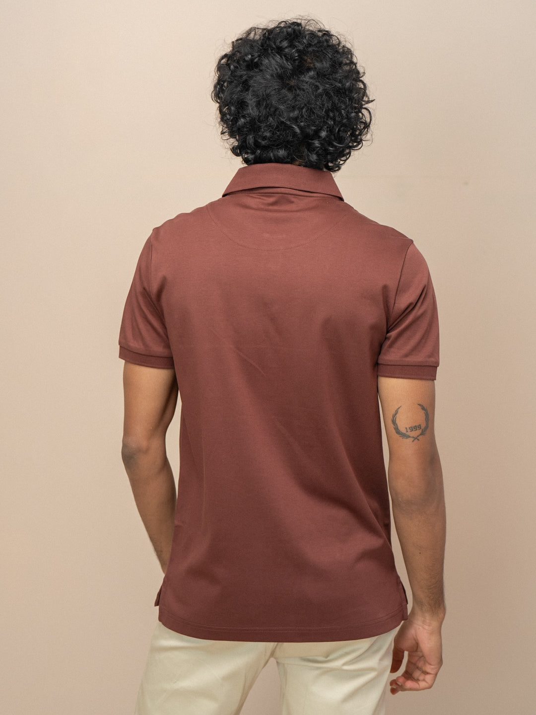 Men Extra Long Staple Cotton Smart Fit Apex Polo T-Shirt Rust Brown AX12