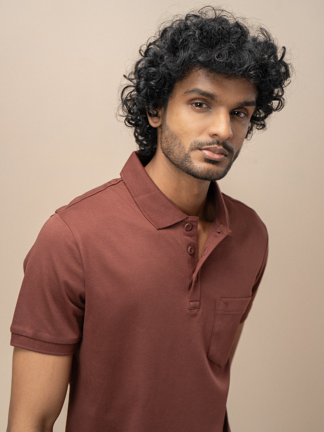 Men Extra Long Staple Cotton Smart Fit Apex Polo T-Shirt Rust Brown AX12