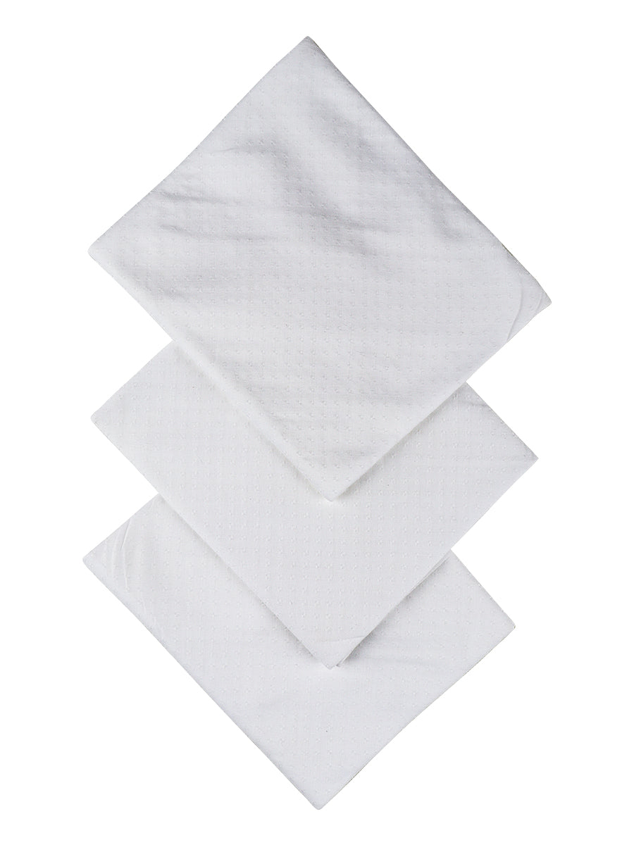 Cotton White Hand Kerchief Pack of 3