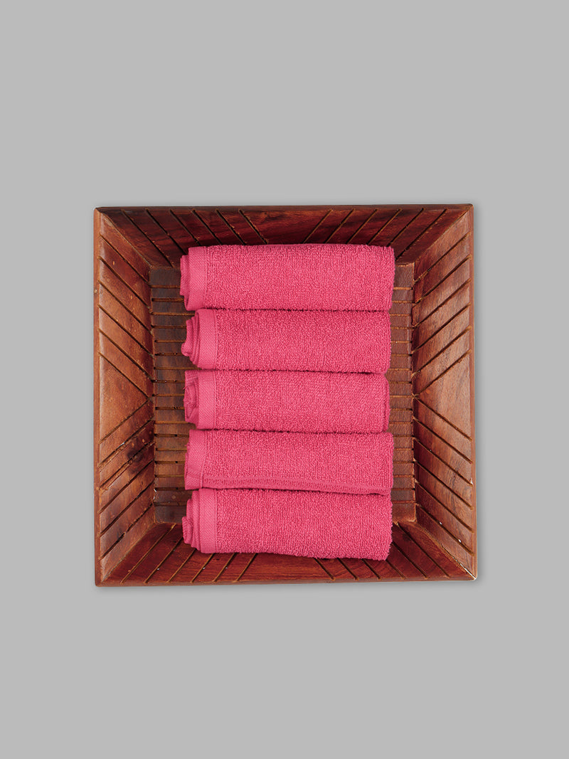 Premium Soft & Absorbent Dark Pink Terry Face Towel FC10 ( Pack of 5 )