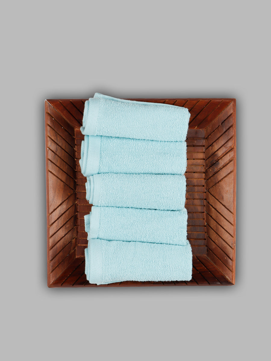 Premium Soft & Absorbent Light Blue Terry Face Towel FC9 ( Pack of 6)