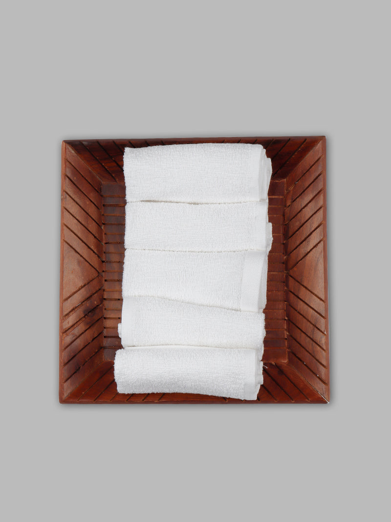 Premium Soft & Absorbent White Terry Face Towel ( Pack of 5 )