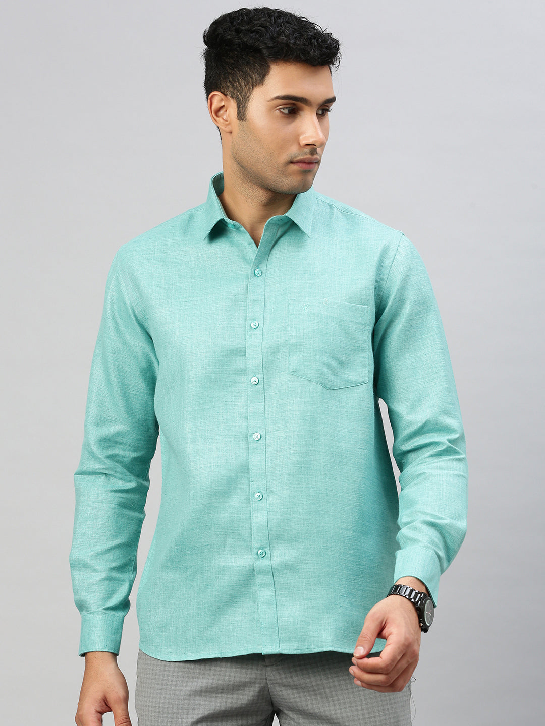 Mens Cotton Rich Shirt Green T7 CG14