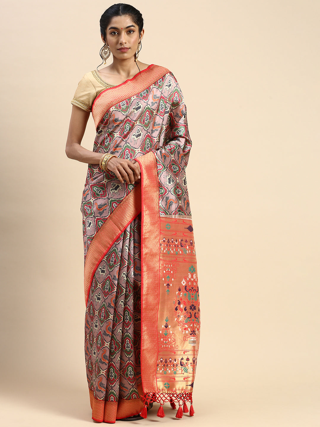 Women Semi Tussar Fancy Colour Printed Saree  ST97