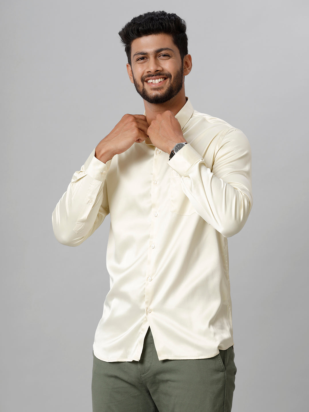 Mens Party Wear Cream Shirt