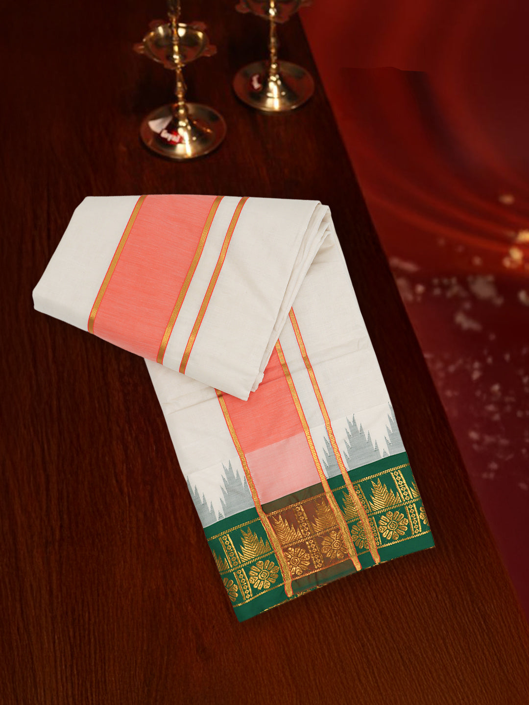 Men Cotton Cream Panchakacham with Angavasthram Yogendra (9+5)YG01