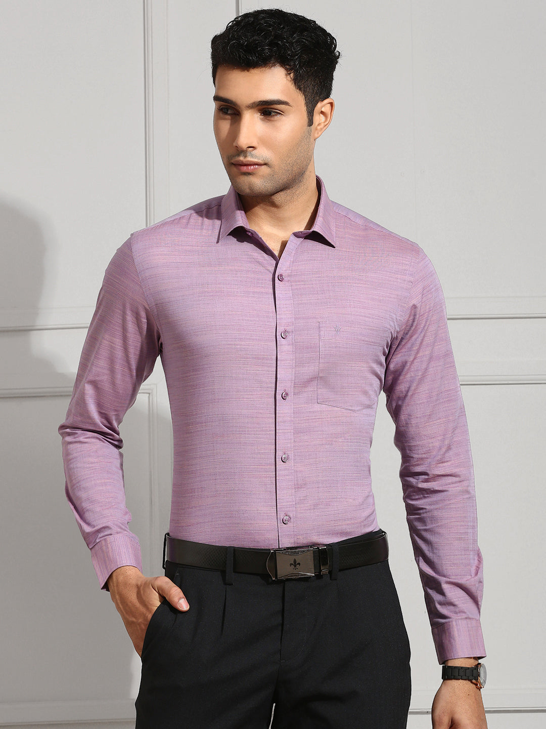 Men 100% Cotton Shirt Purple CL7 GE2