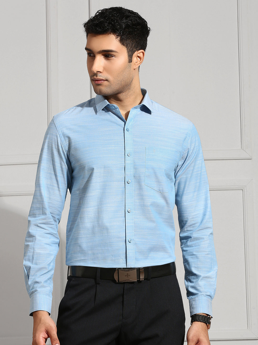 Men 100% Cotton Blue Shirt CL7 GE4