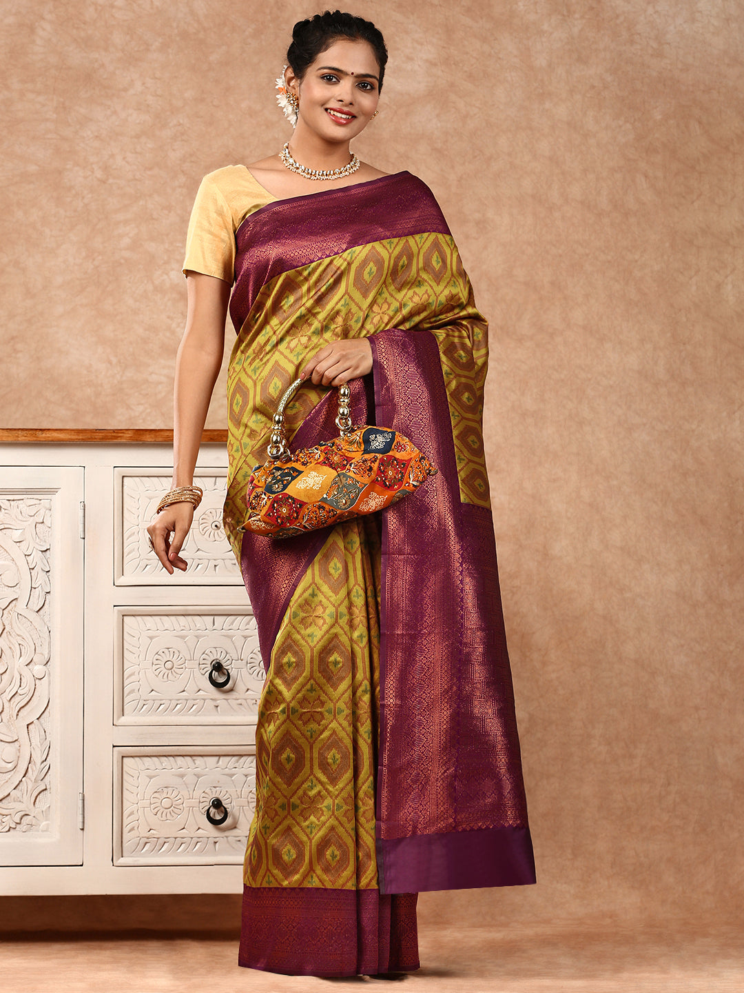 Women Semi Silk Saree Yellow SS172