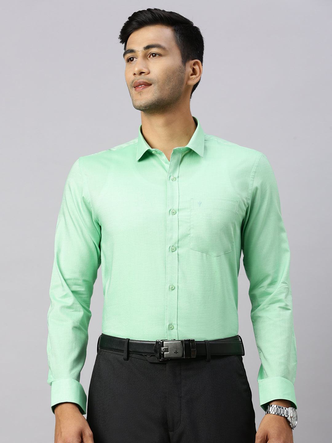 Mens Full Sleeve Smart Fit Green Classic Shirt
