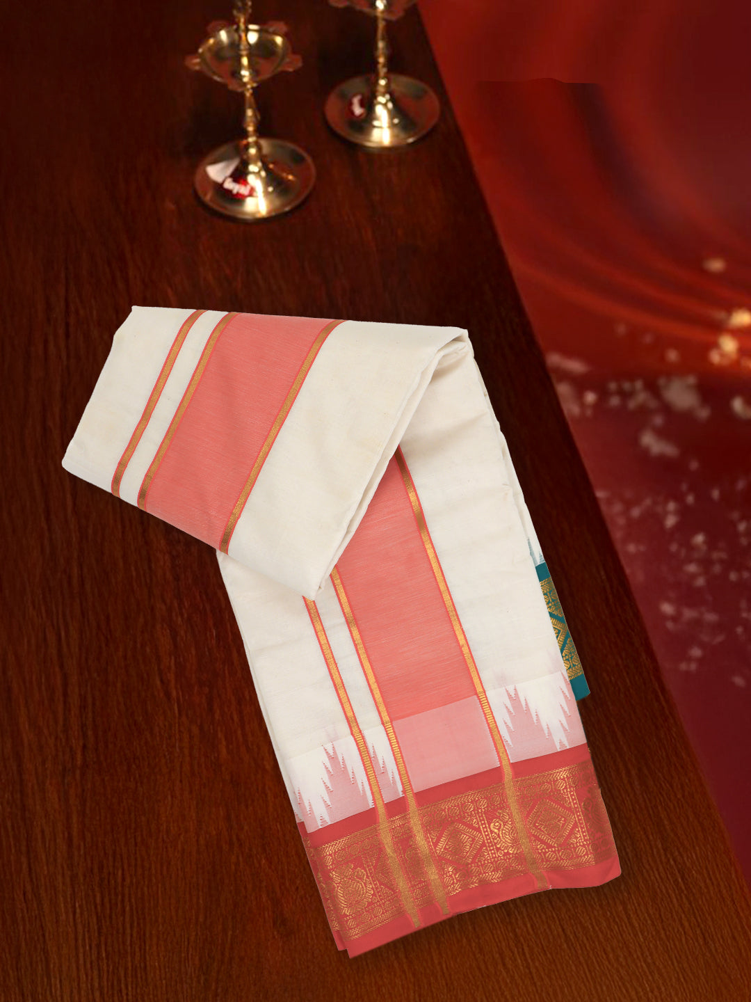 Men Cotton Cream Panchakacham with Angavasthram Yogendra (9+5)YG03