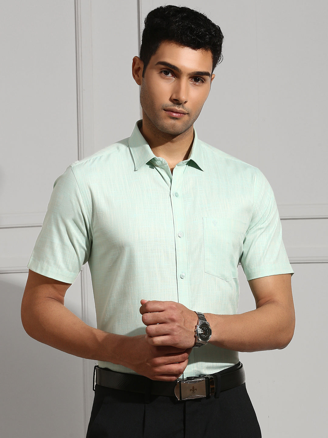 Men 100% Cotton Shirt Green CL2 GT37