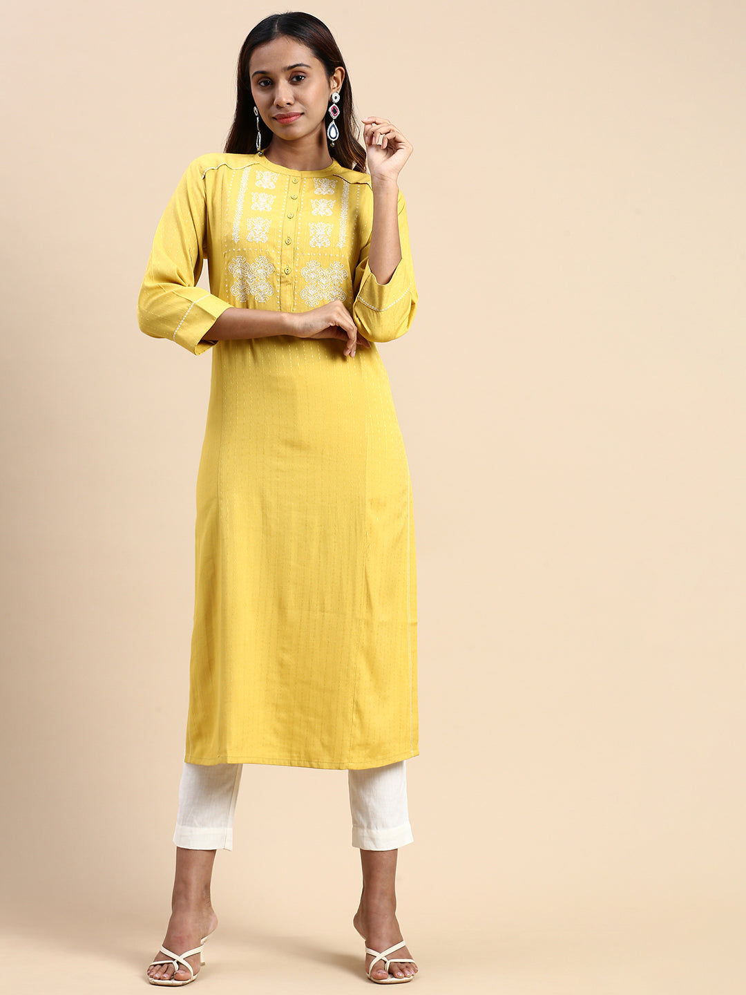 Latest Women's Trend Embroidery Work Cotton Kurti with Leggings