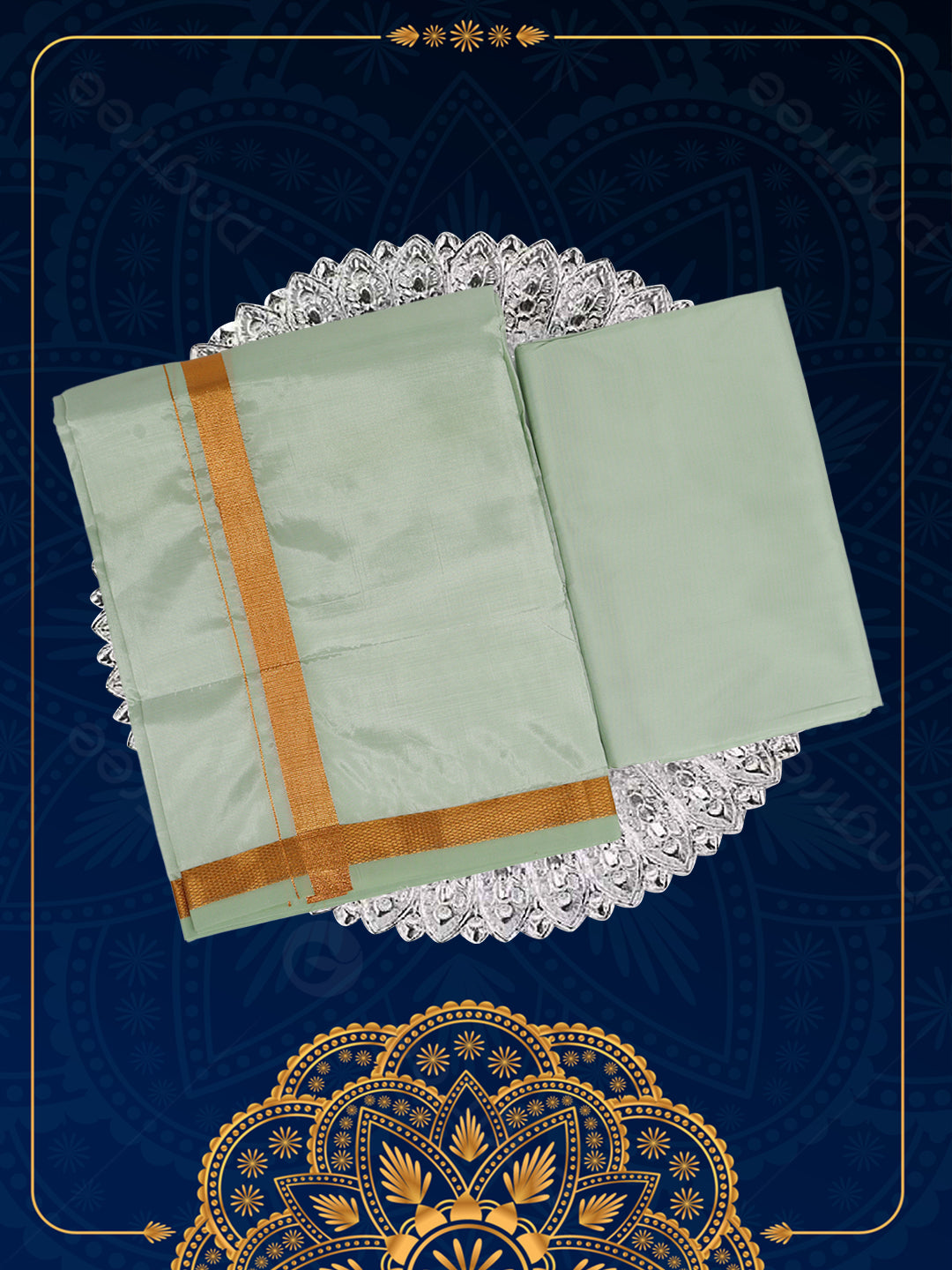 Men Art Silk Dhoti & Shirting Set M.Grey Ashirwath (2 in 1)