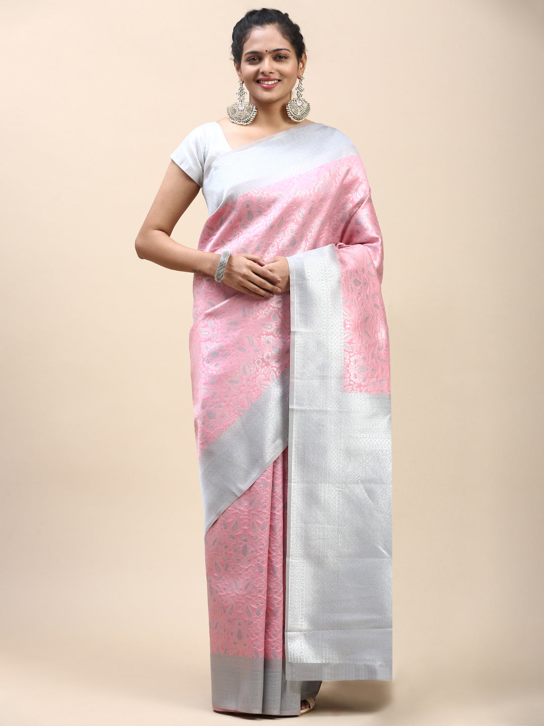 Women Semi Silk Saree Pink SS296