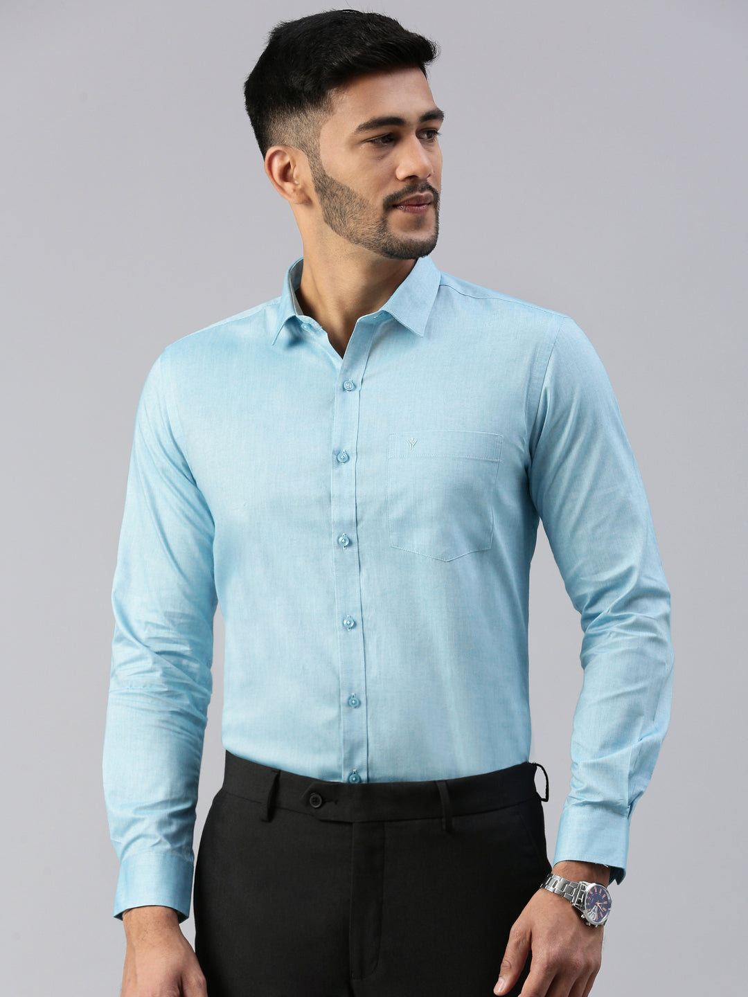 Men 100% Cotton Smart Fit Shirt Blue CL6 GD6