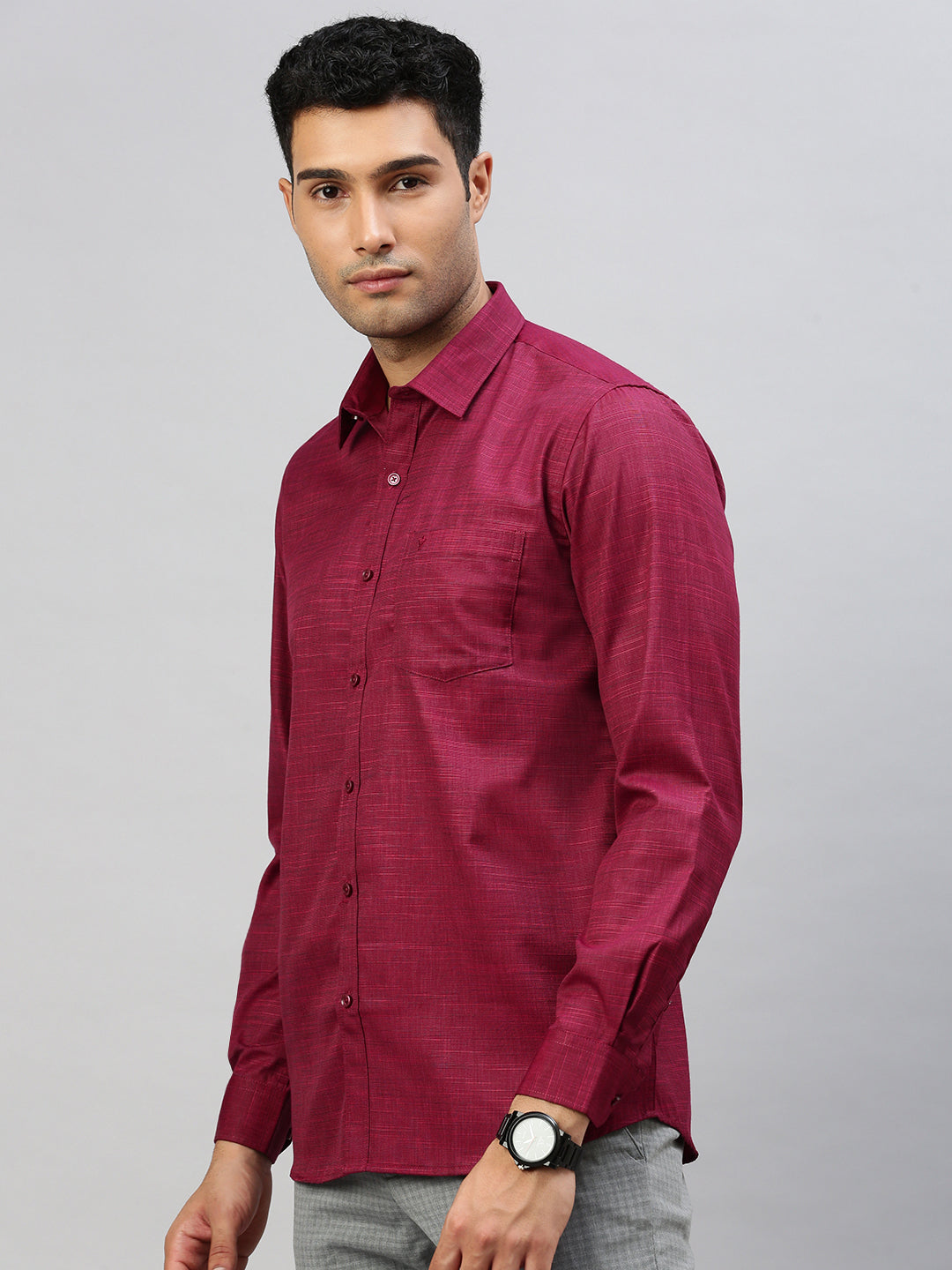 Men Cotton Blend Shirt Purple T33 TI7