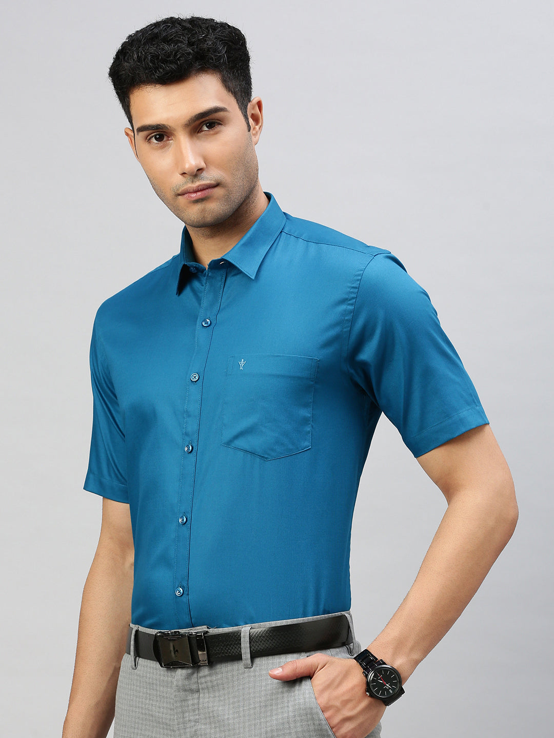 Men 100% Cotton Shirt Blue TW6