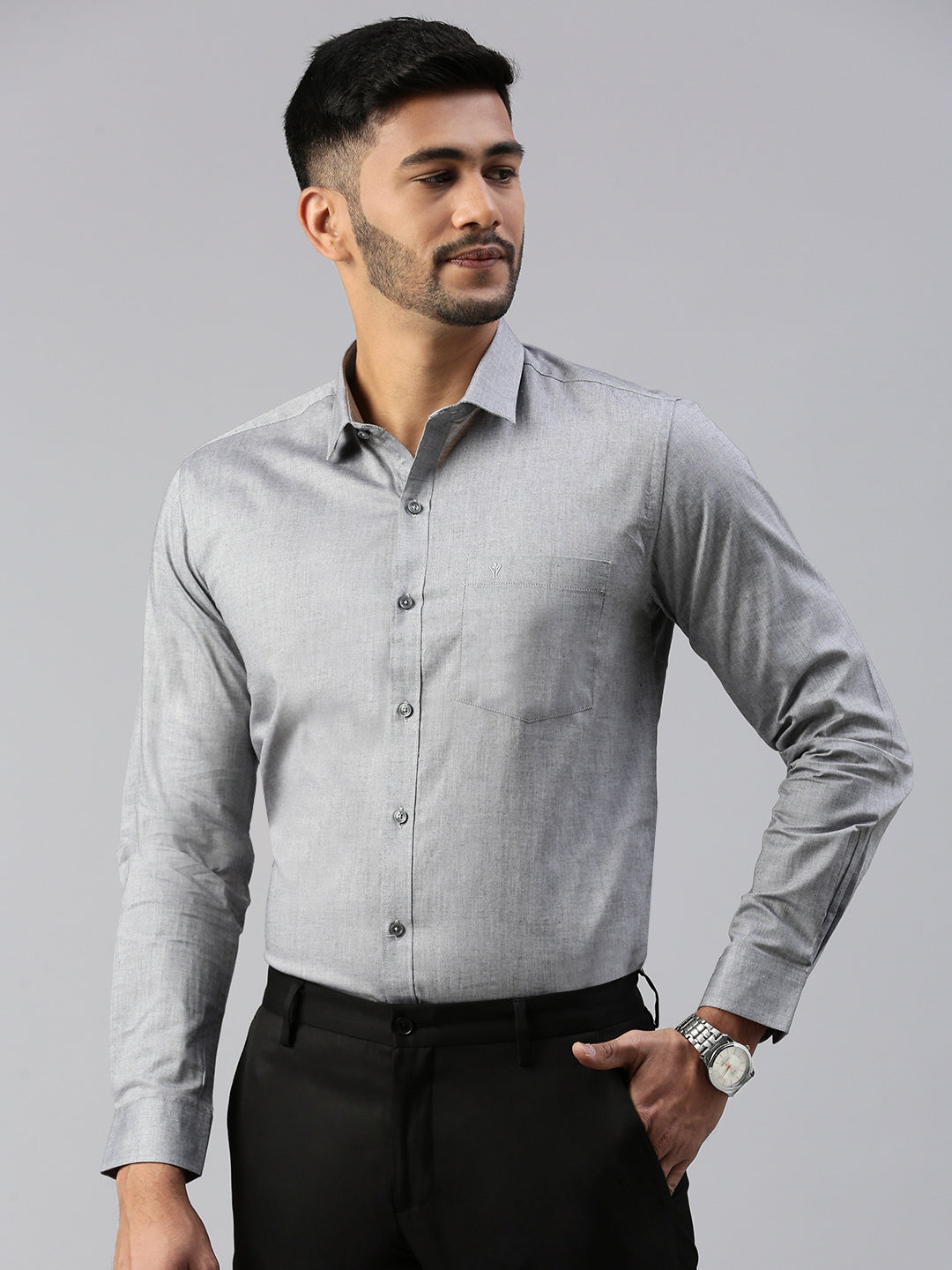 Men 100% Cotton Smart Fit Shirt Grey CL6 GD3